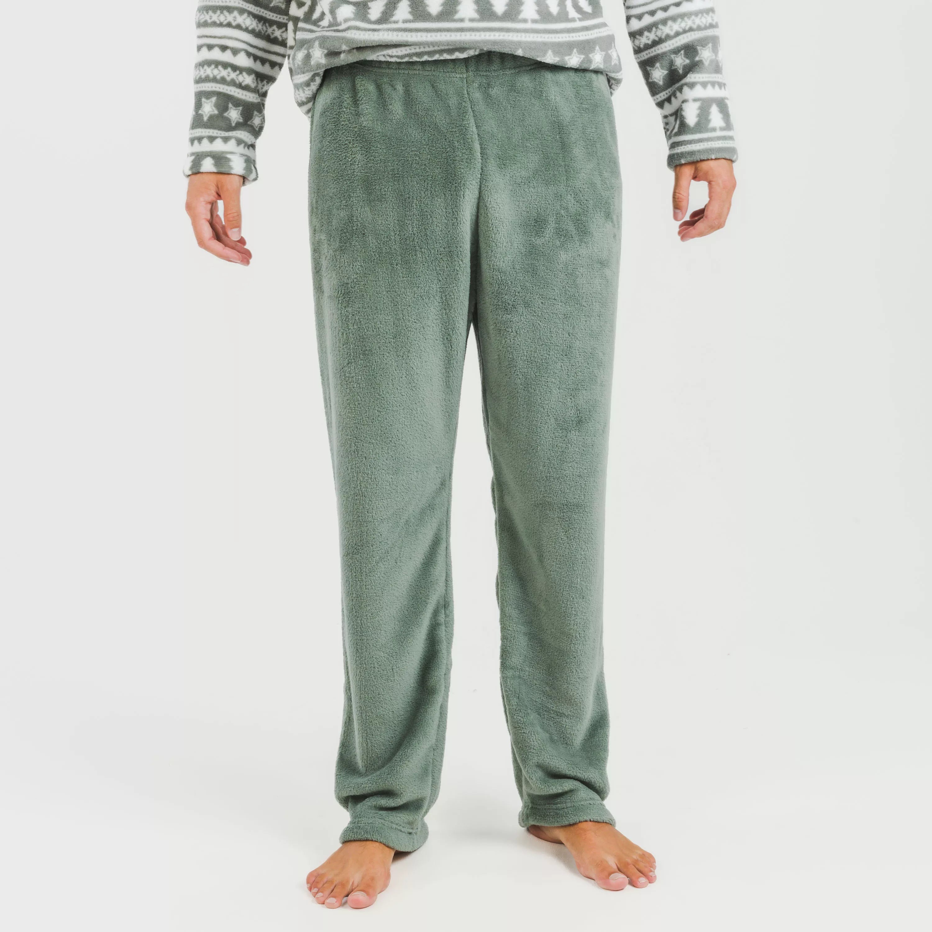 Pijama masculino de lã coral, modelo Theseus Green Hunting