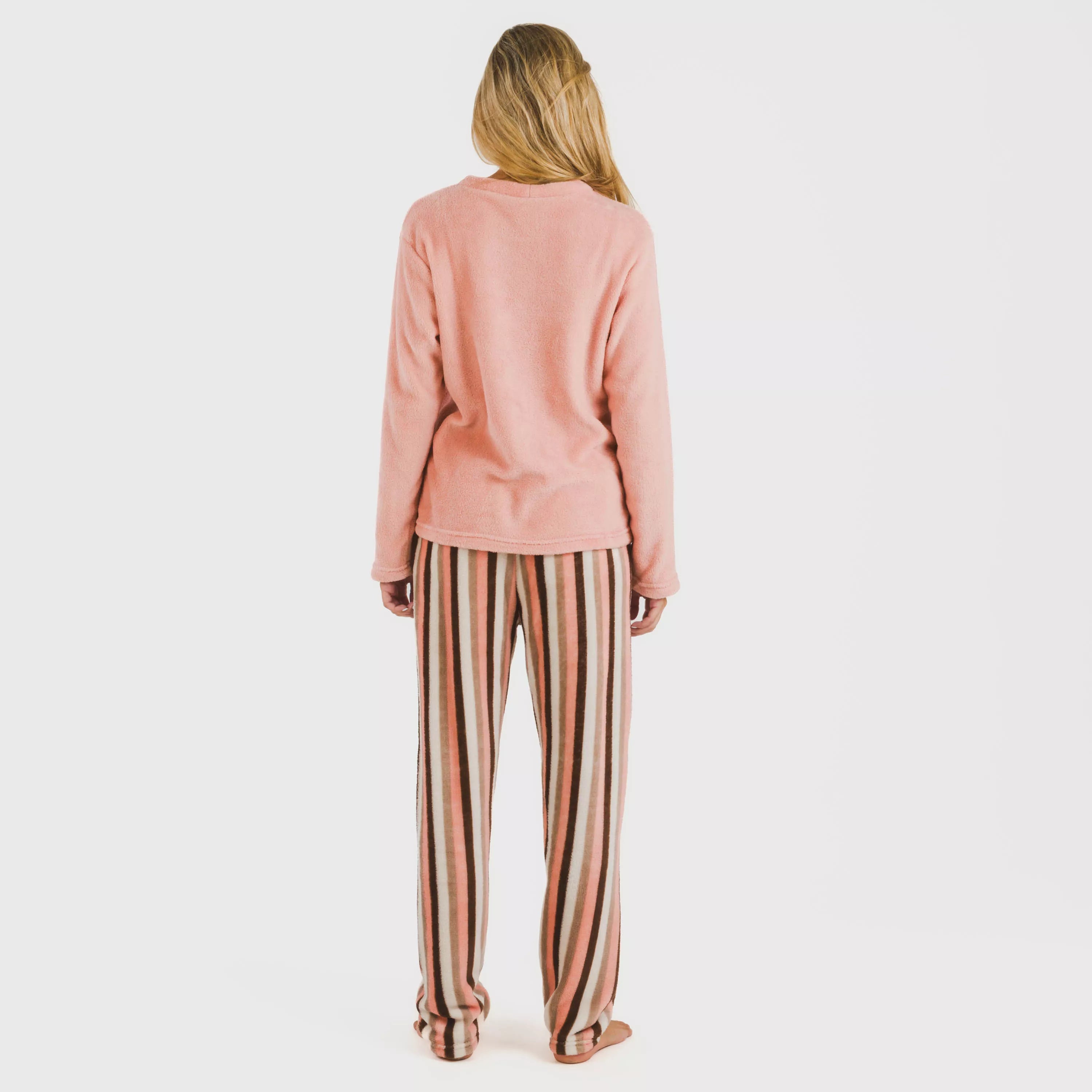 Pijama listrado coral Norma pêssego