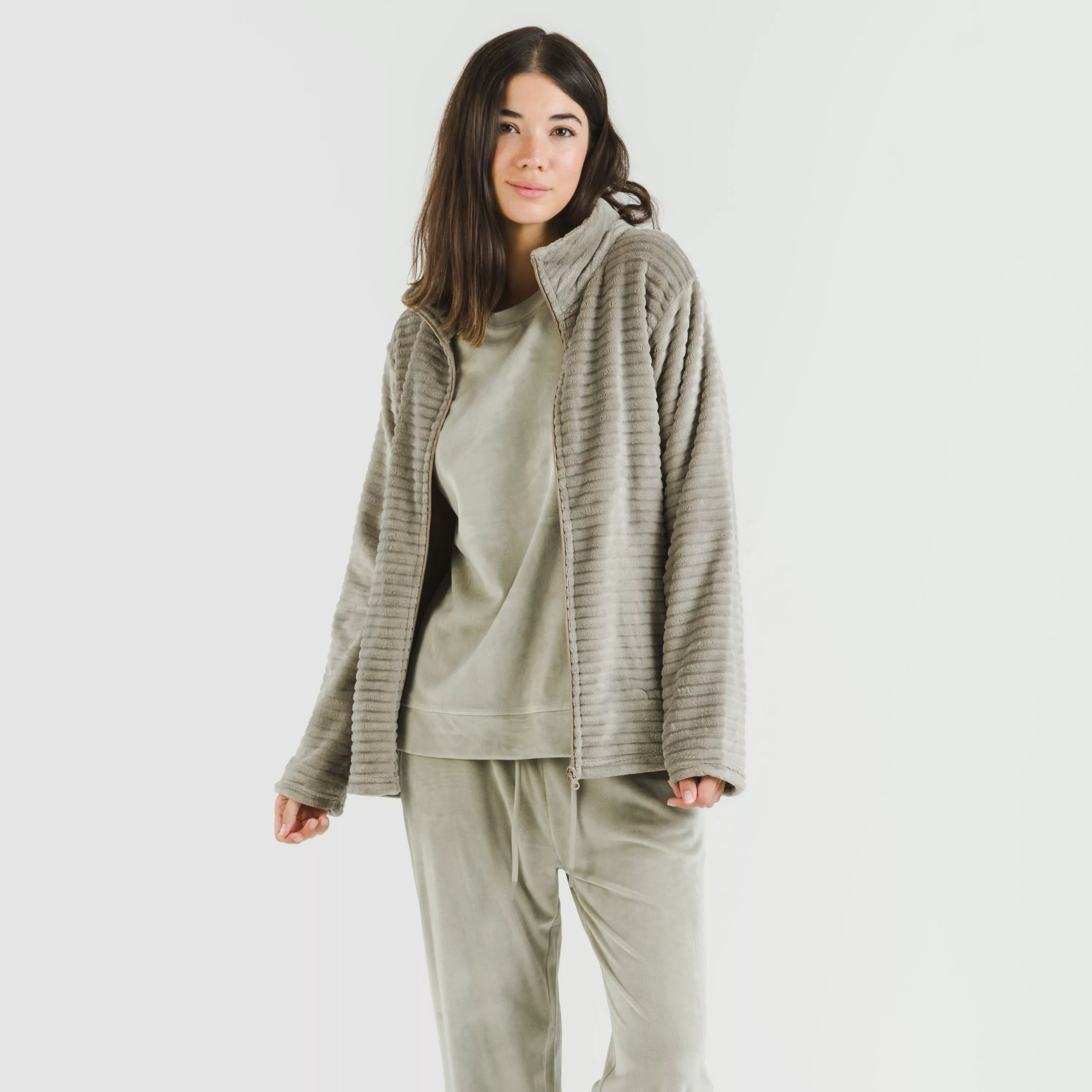 Moletom de veludo com listras lisas