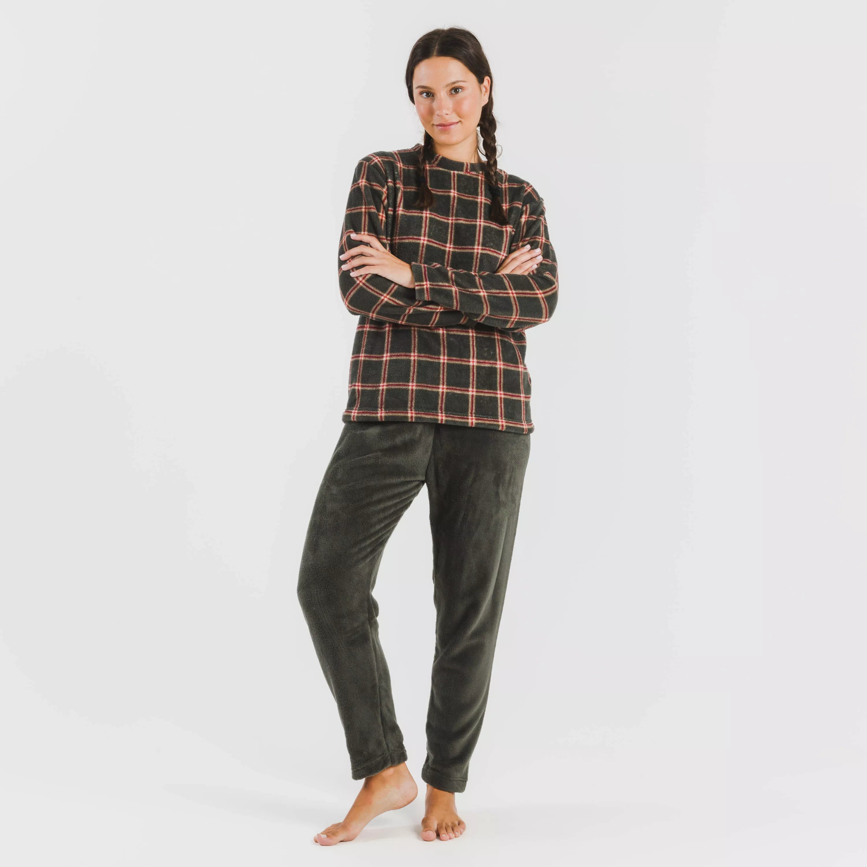 Pijama estampado coral verde Nelby verde caça