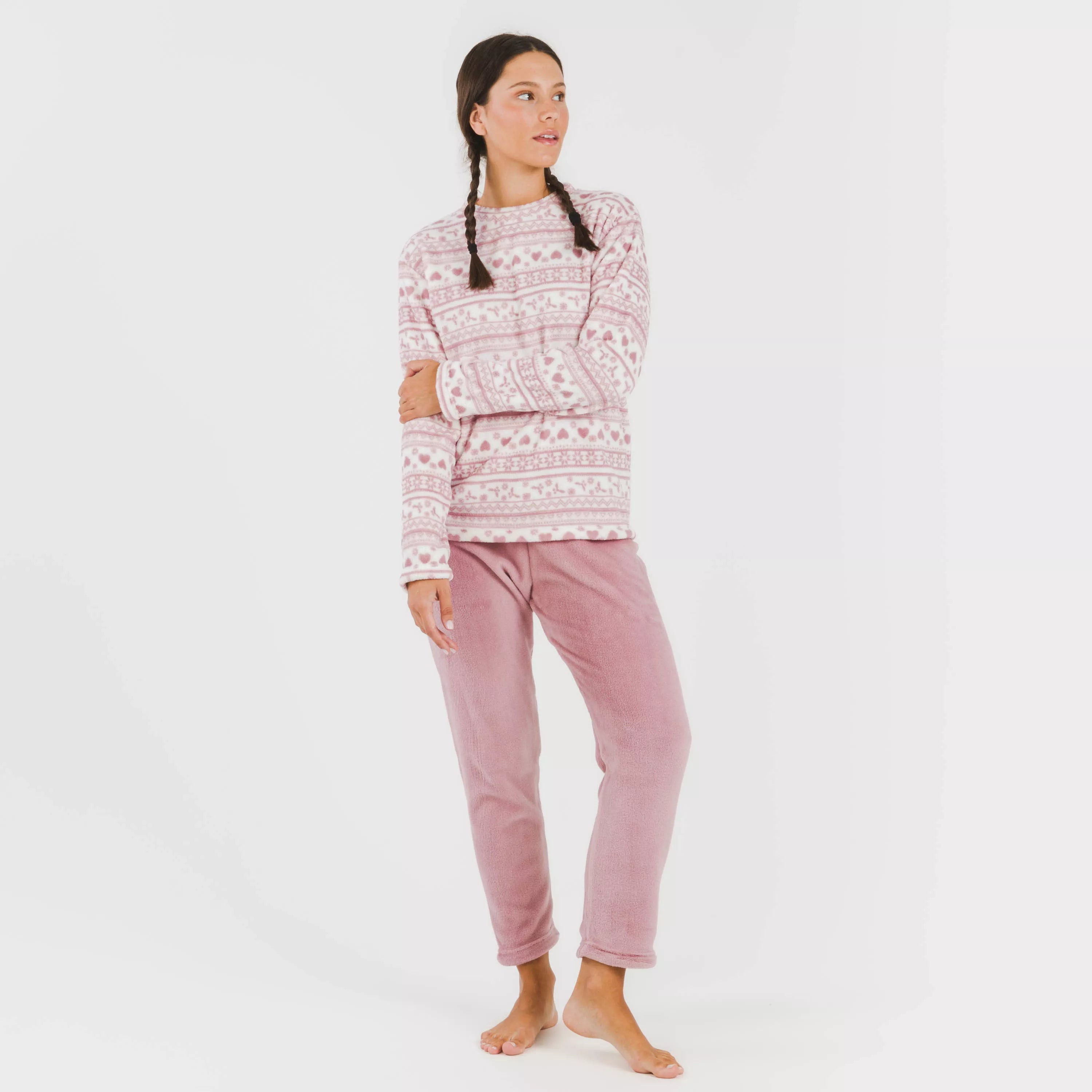 pijama rosa malva coral doce