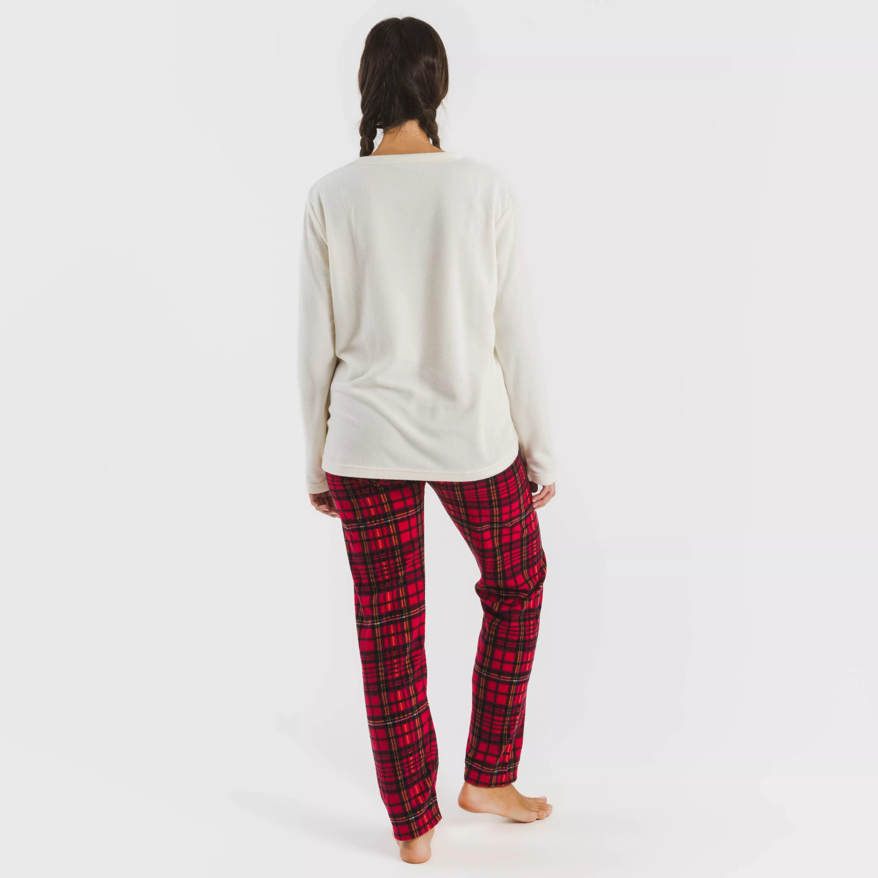 Pijama de lã polar com laço vermelho