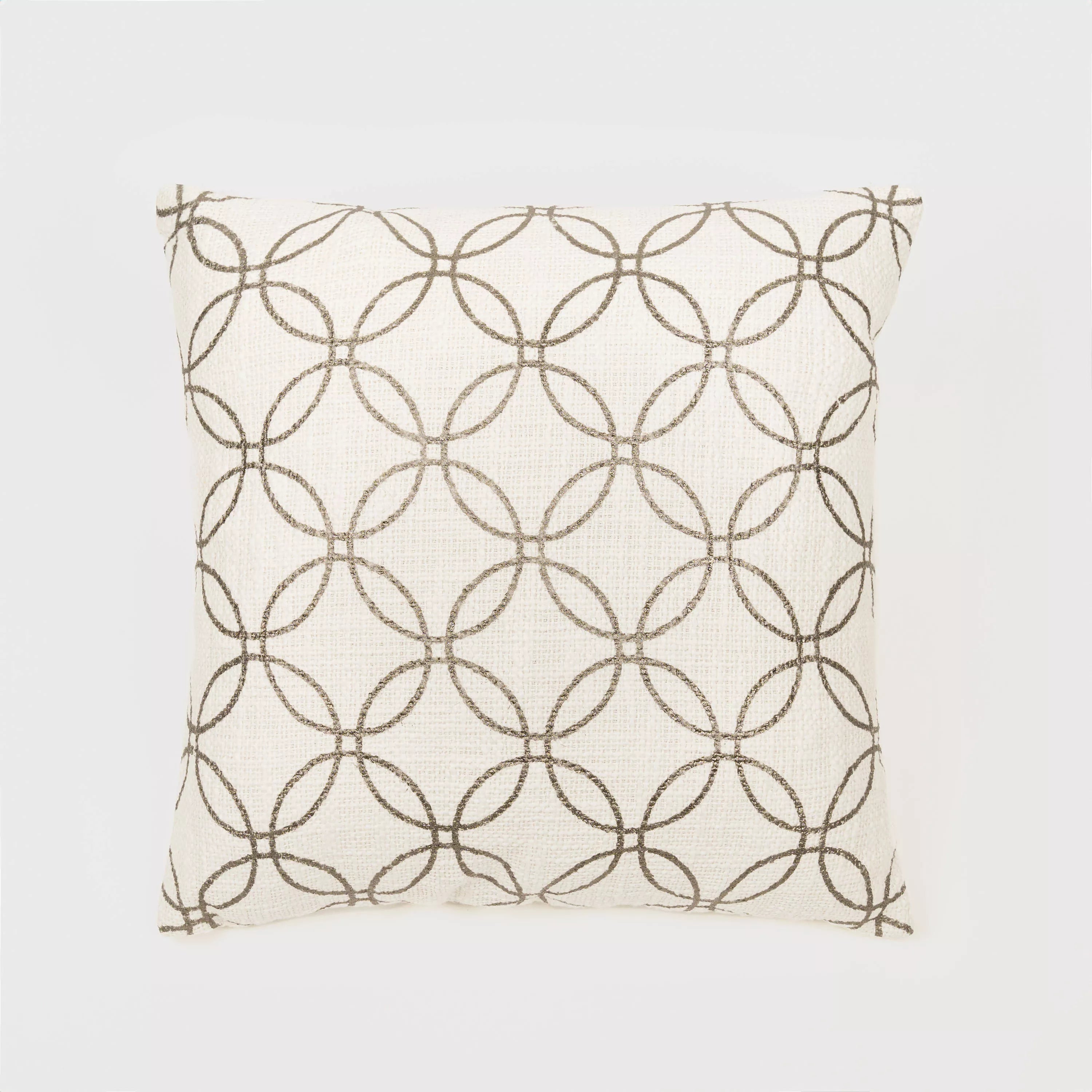 Almofada quadrada de algodão, formato circular liso, 45x45 cm - capa + enchimento