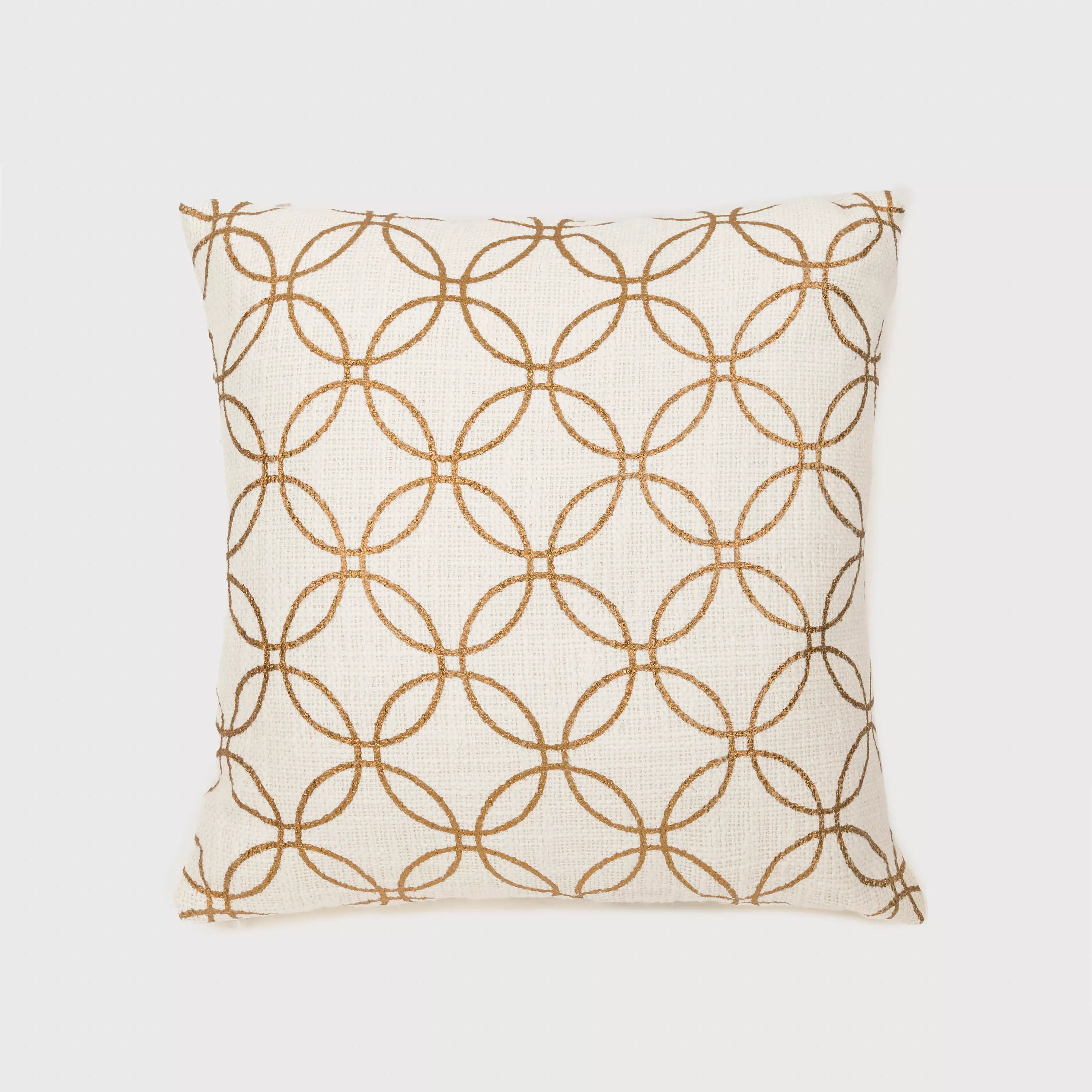 Almofada quadrada de algodão, formato circular liso, 45x45 cm - capa + enchimento