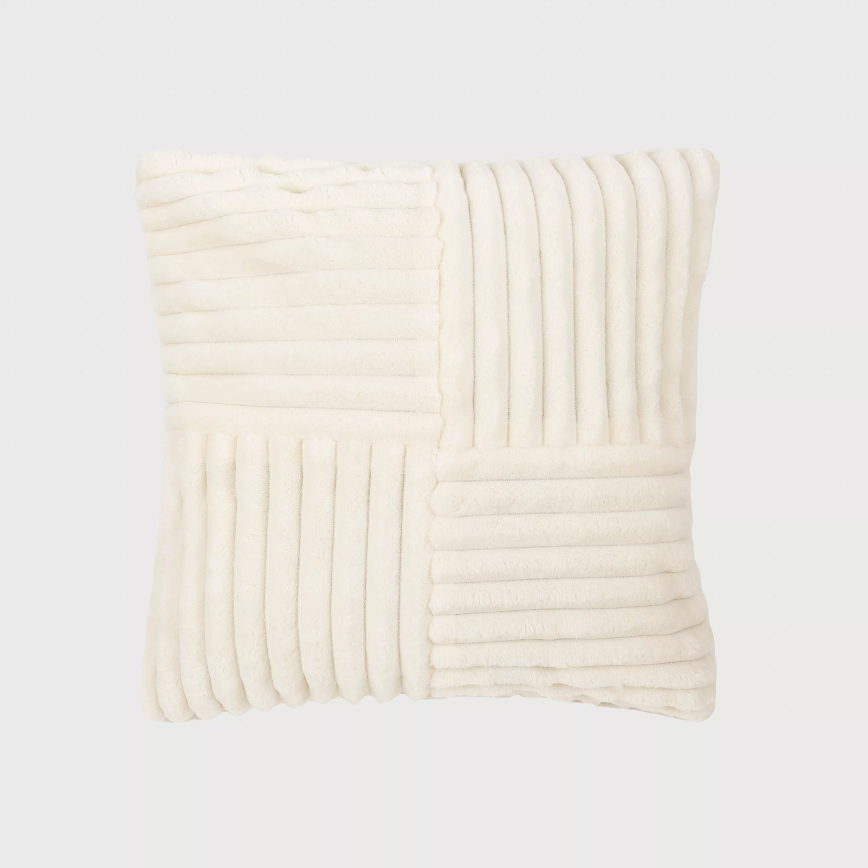 Almofada quadrada de veludo cotelê, textura cruzada lisa, 45x45 cm - capa + enchimento