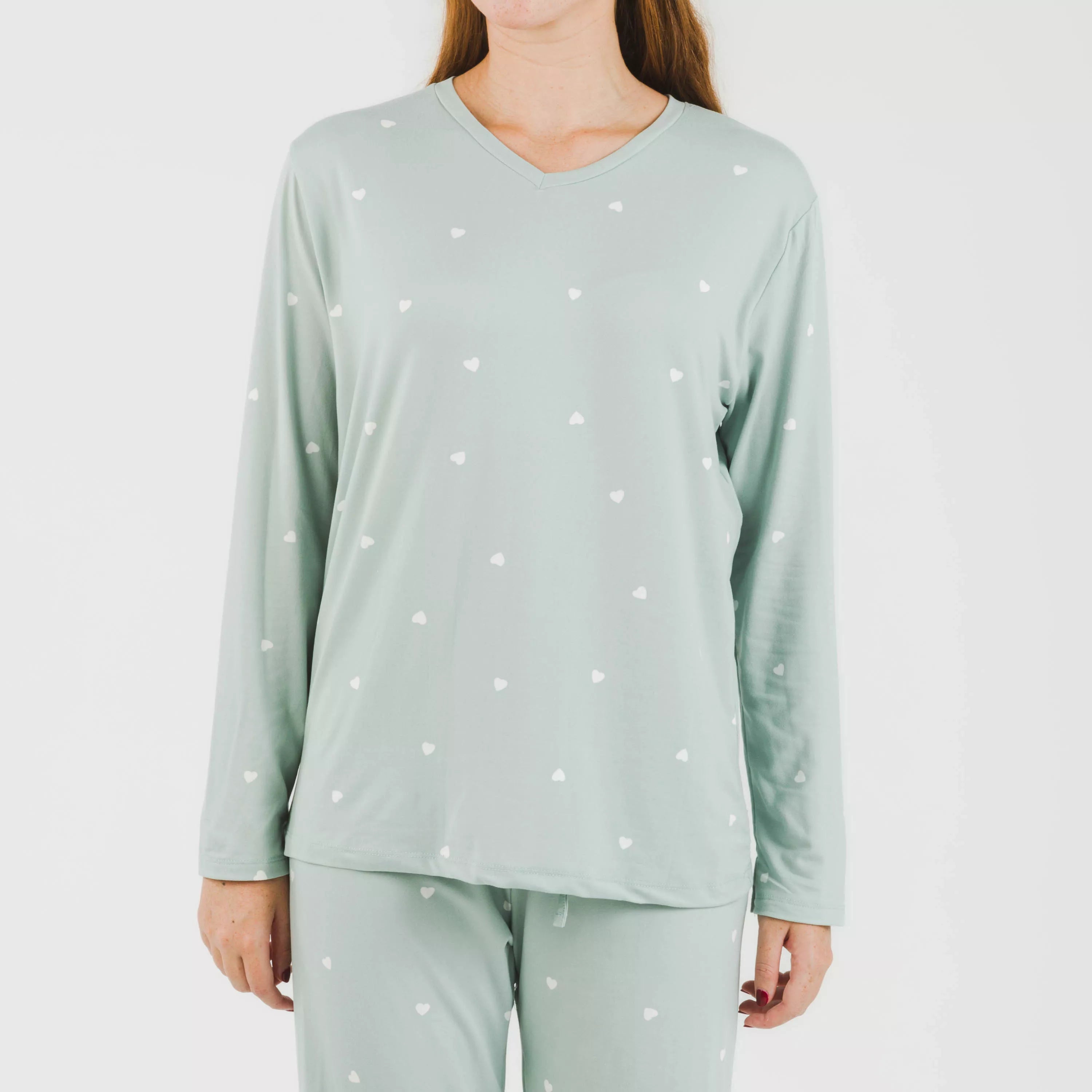 Pijama feminino longo e macio, verde estilo Tiffany