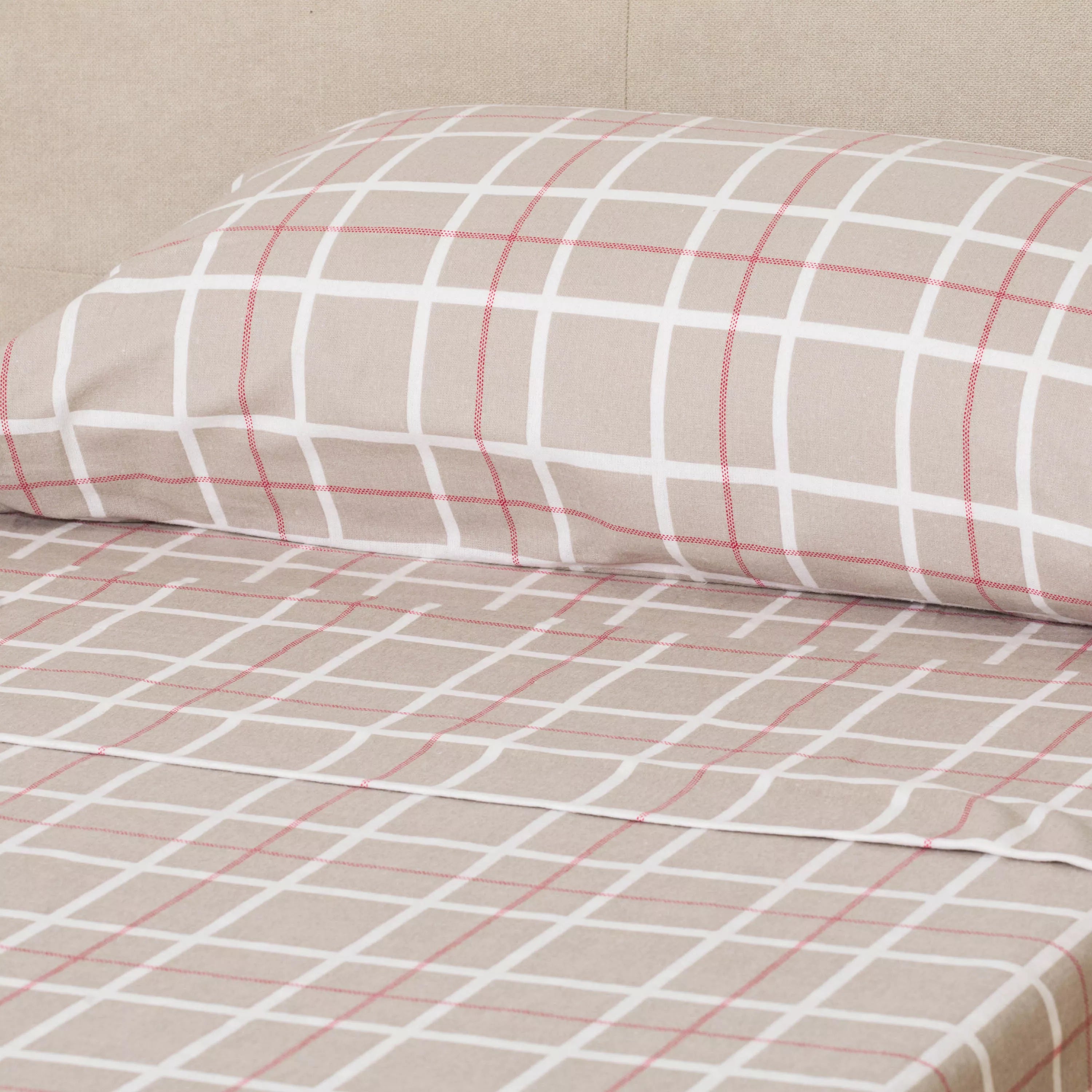 Conjunto de lençóis de flanela cinza Cuadro Camel Mouse