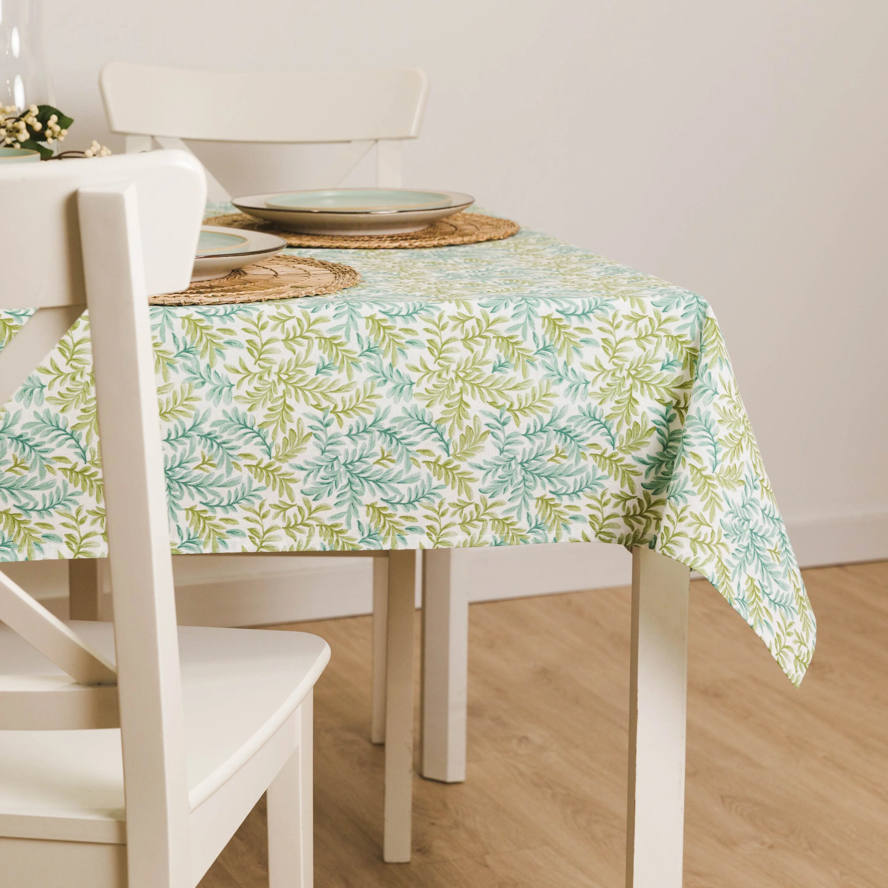 Toalha de mesa Zafra verde resistente a manchas