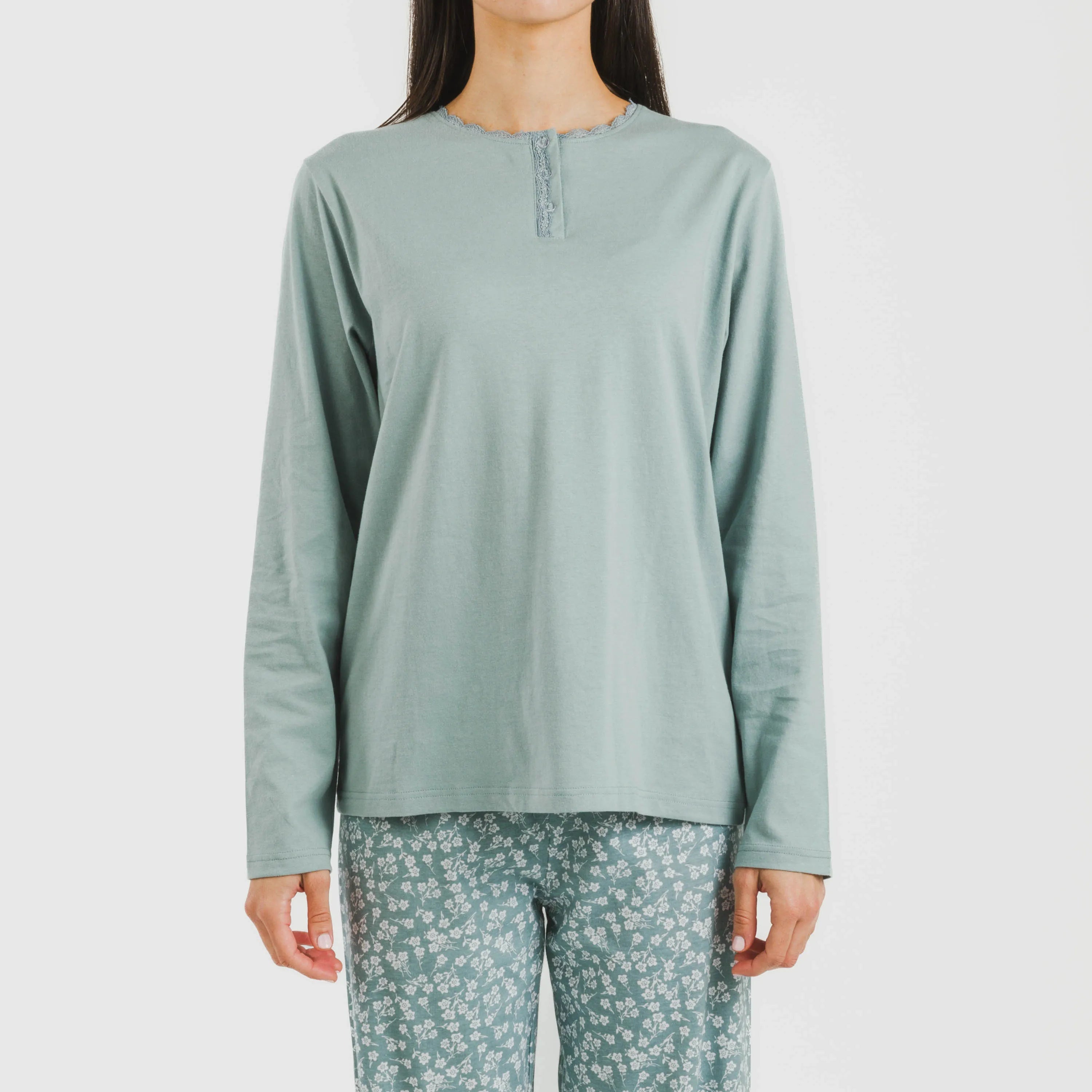 Pijama longo Oniris em algodão índigo