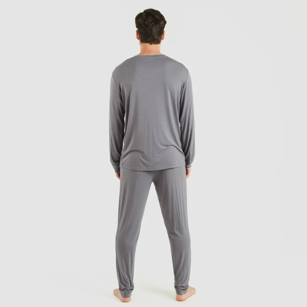 Pijama comprido masculino liso de viscose