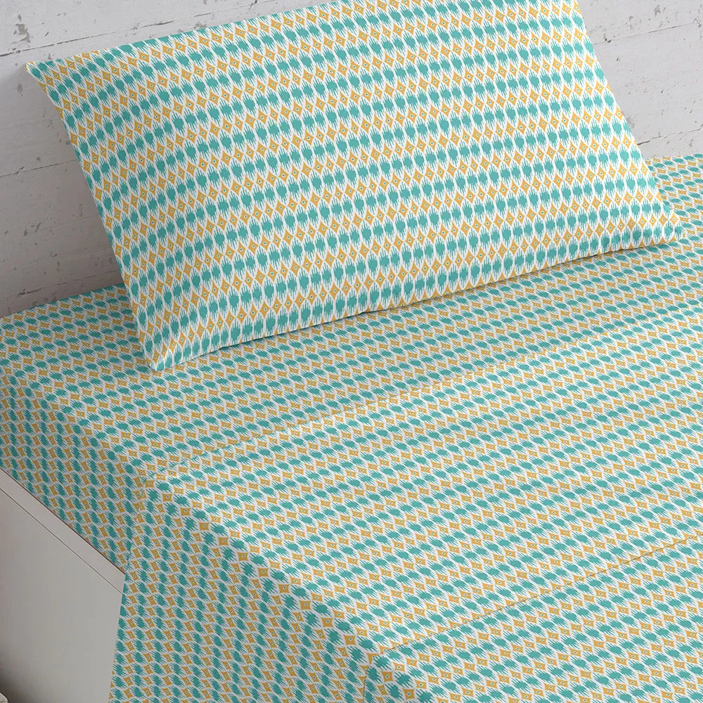 Jogo de lençóis algodão Denalia água marinha