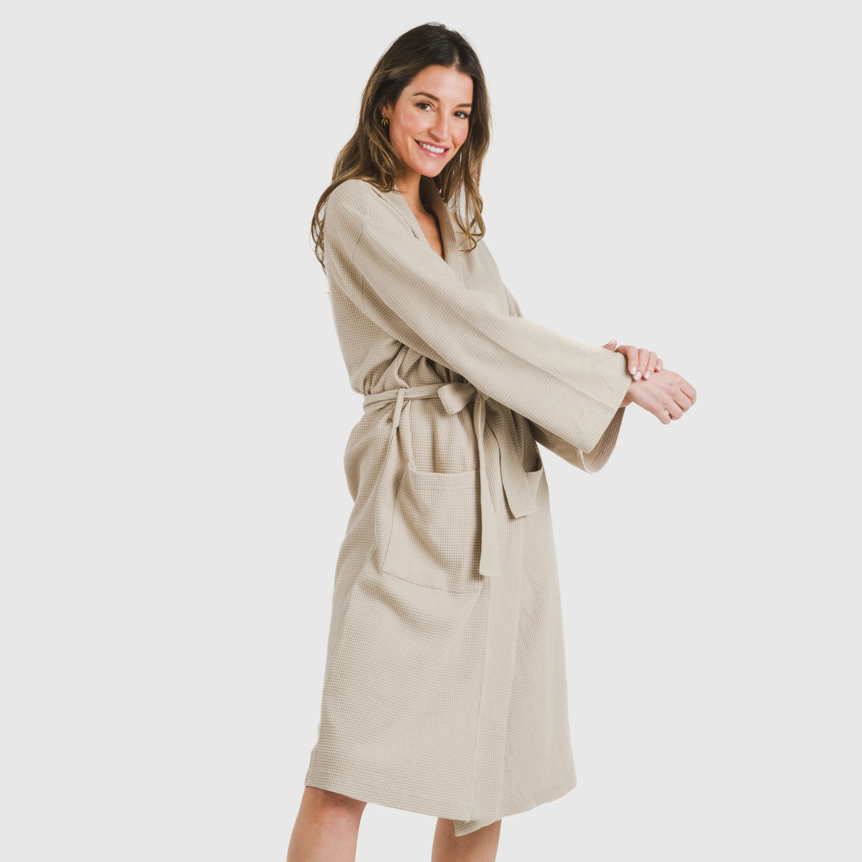 roupão liso com estampa de waffle