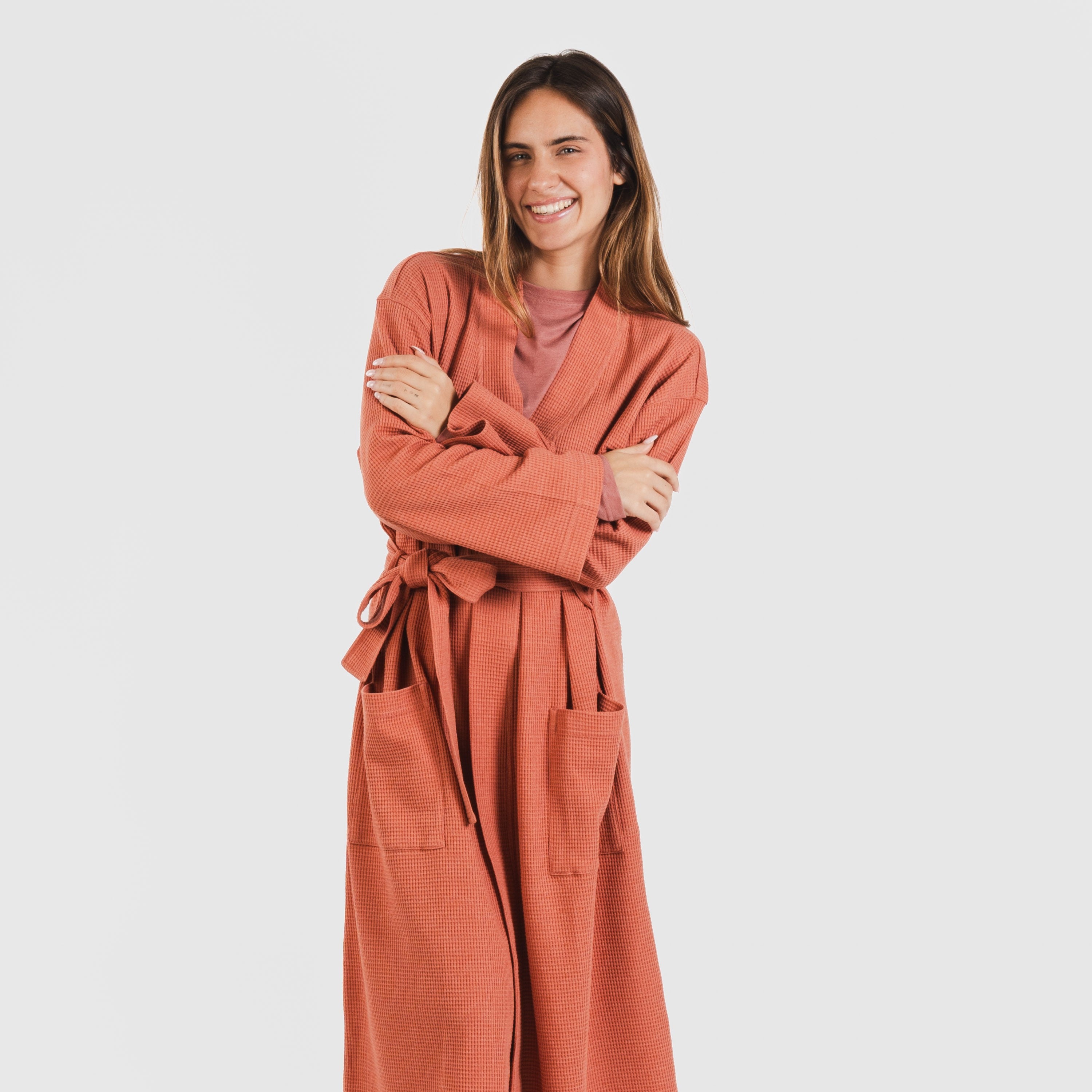 roupão liso com estampa de waffle