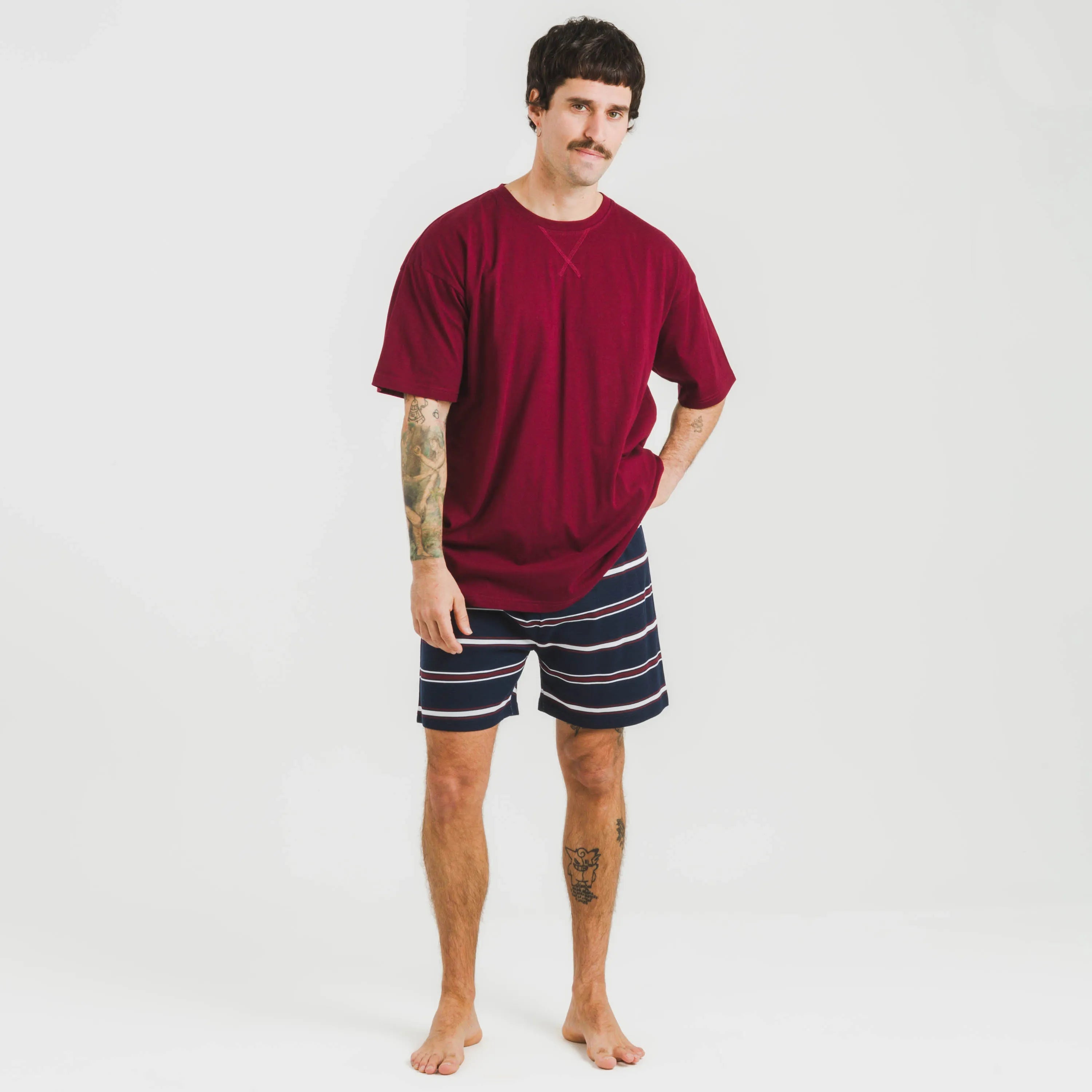 Pijama curto masculino Lucio em algodão cor bordô