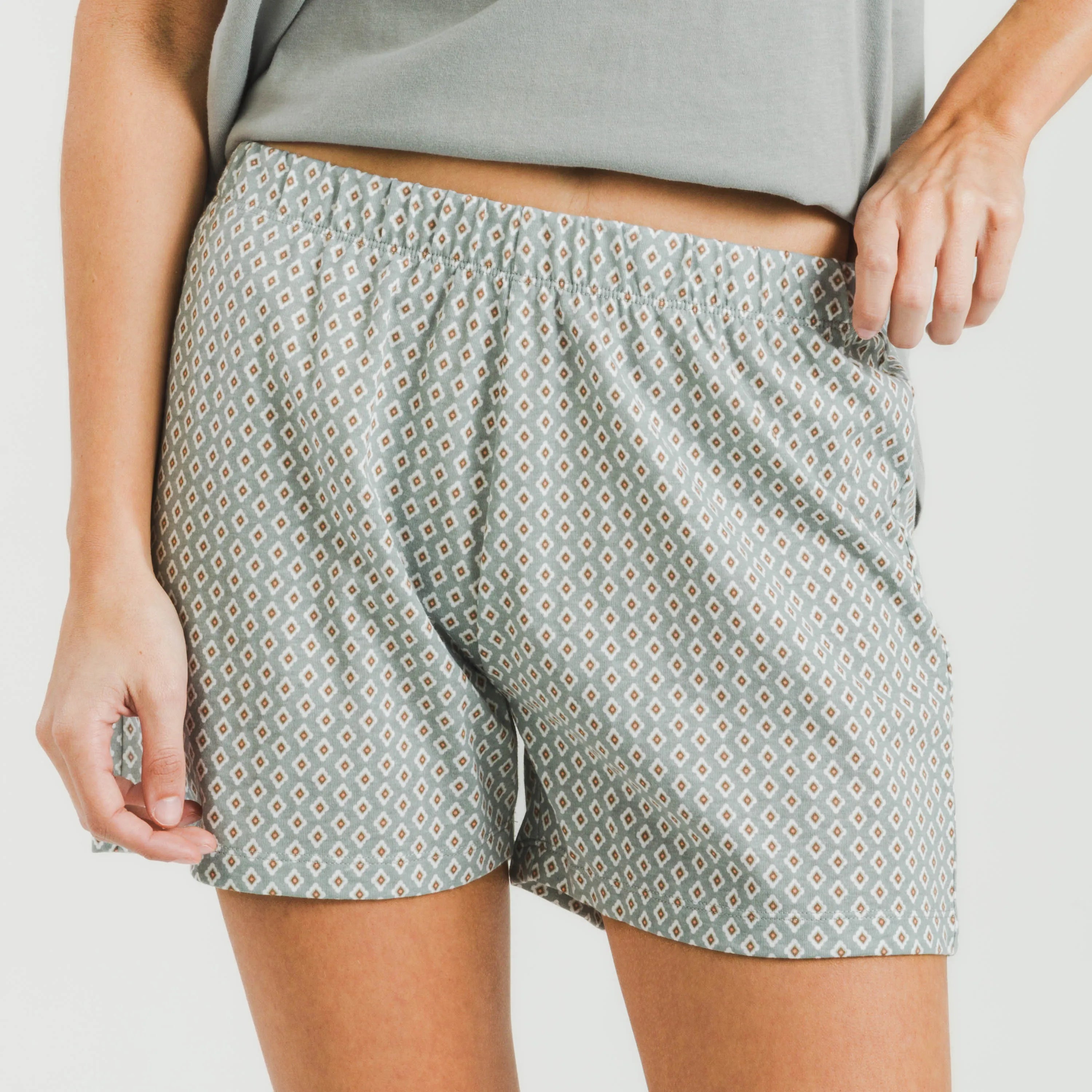 Pijama curto de algodão verde vibrante