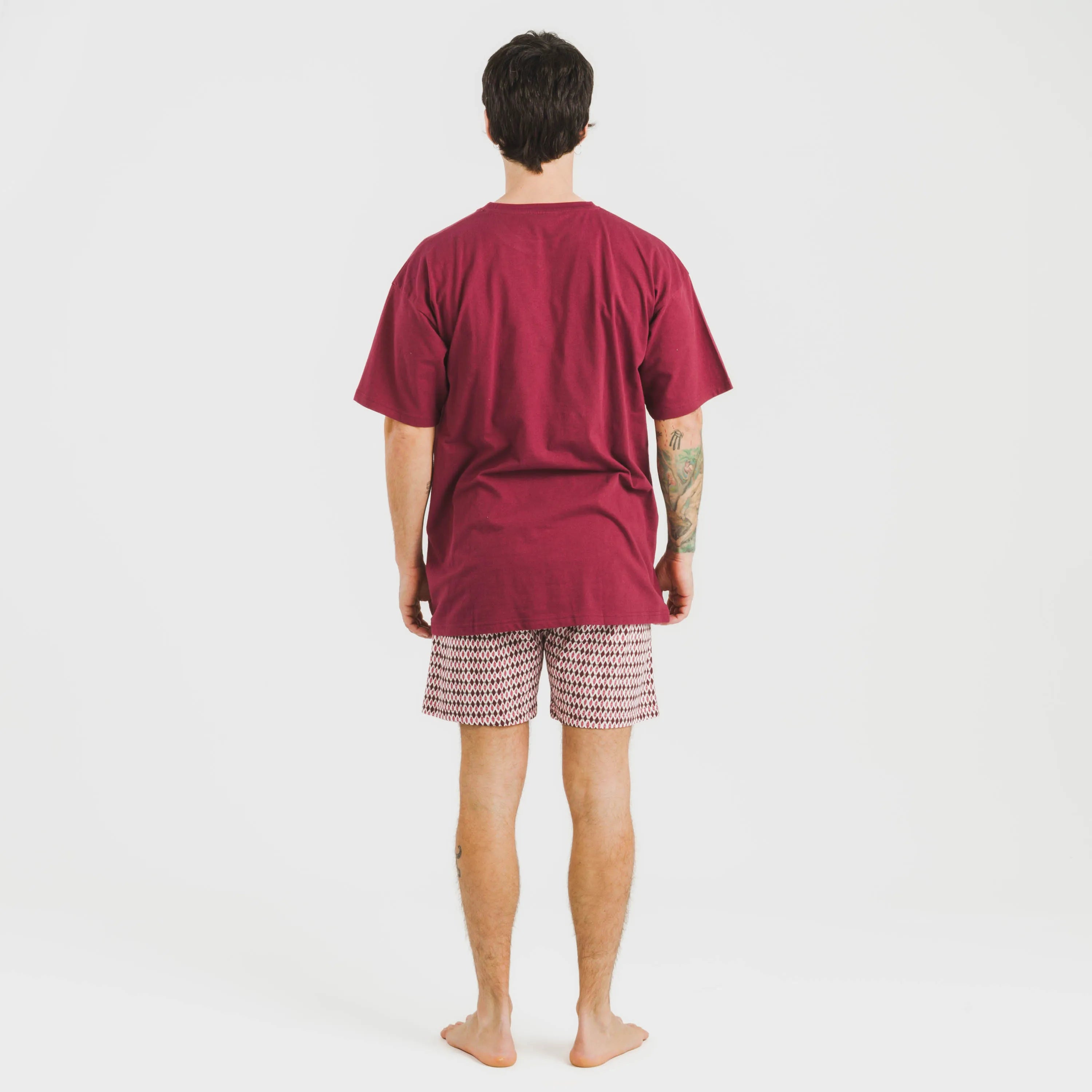 Pijama curto masculino Jannat em algodão na cor bordô.