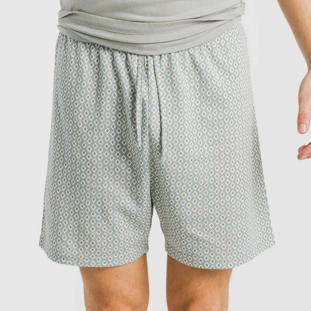Pijama curto de algodão verde-esmeralda para homens