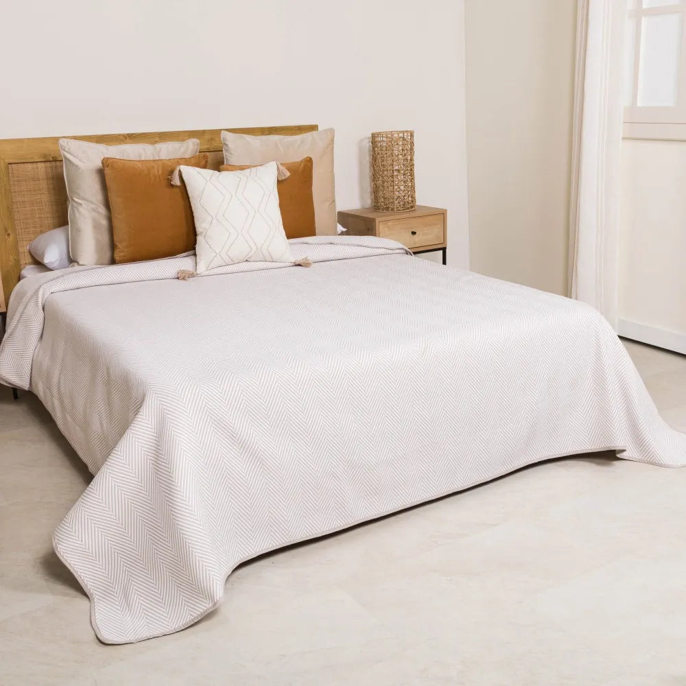 Colcha de casal, tecido jacquard, Delta taupe