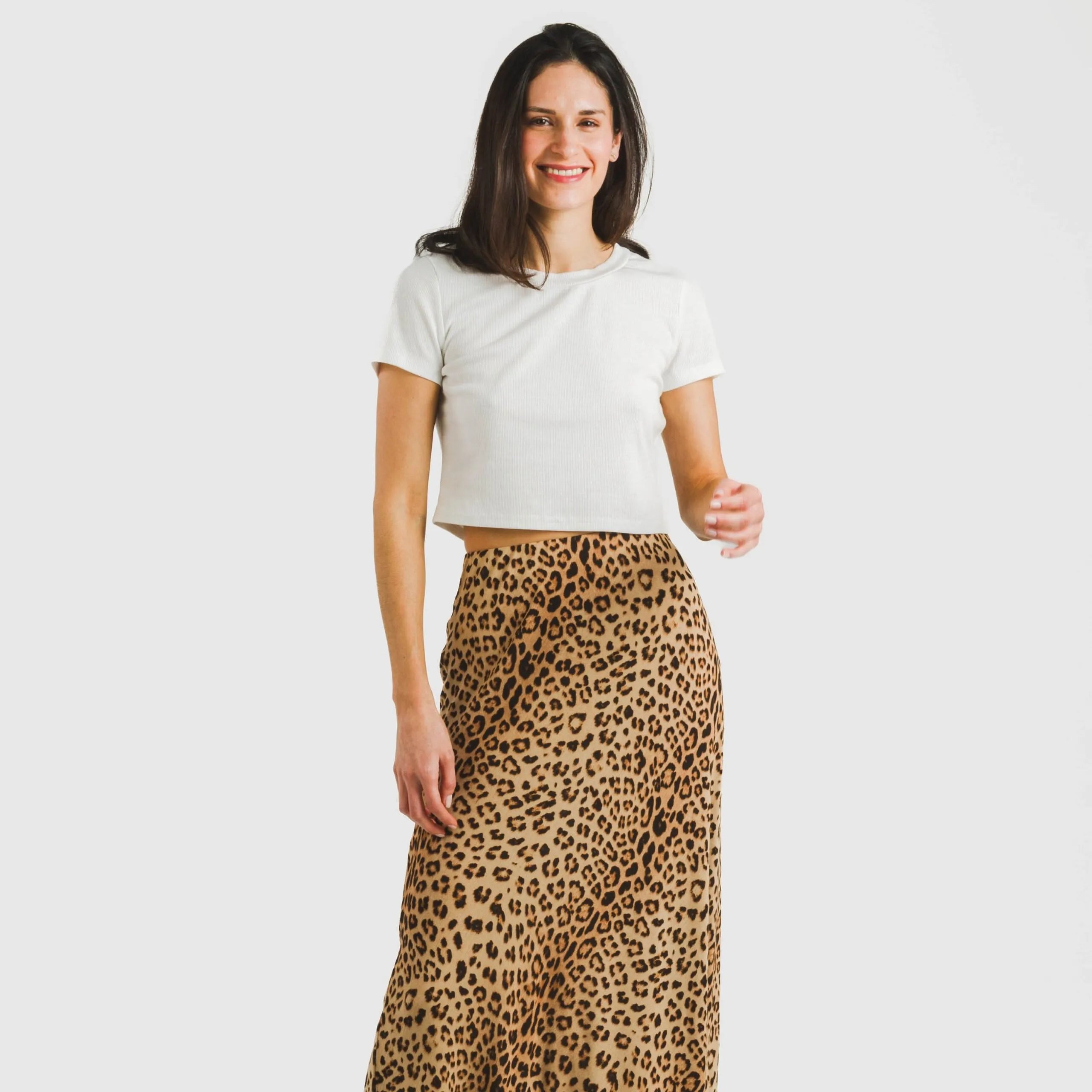 Saia midi de viscose Leo bambula