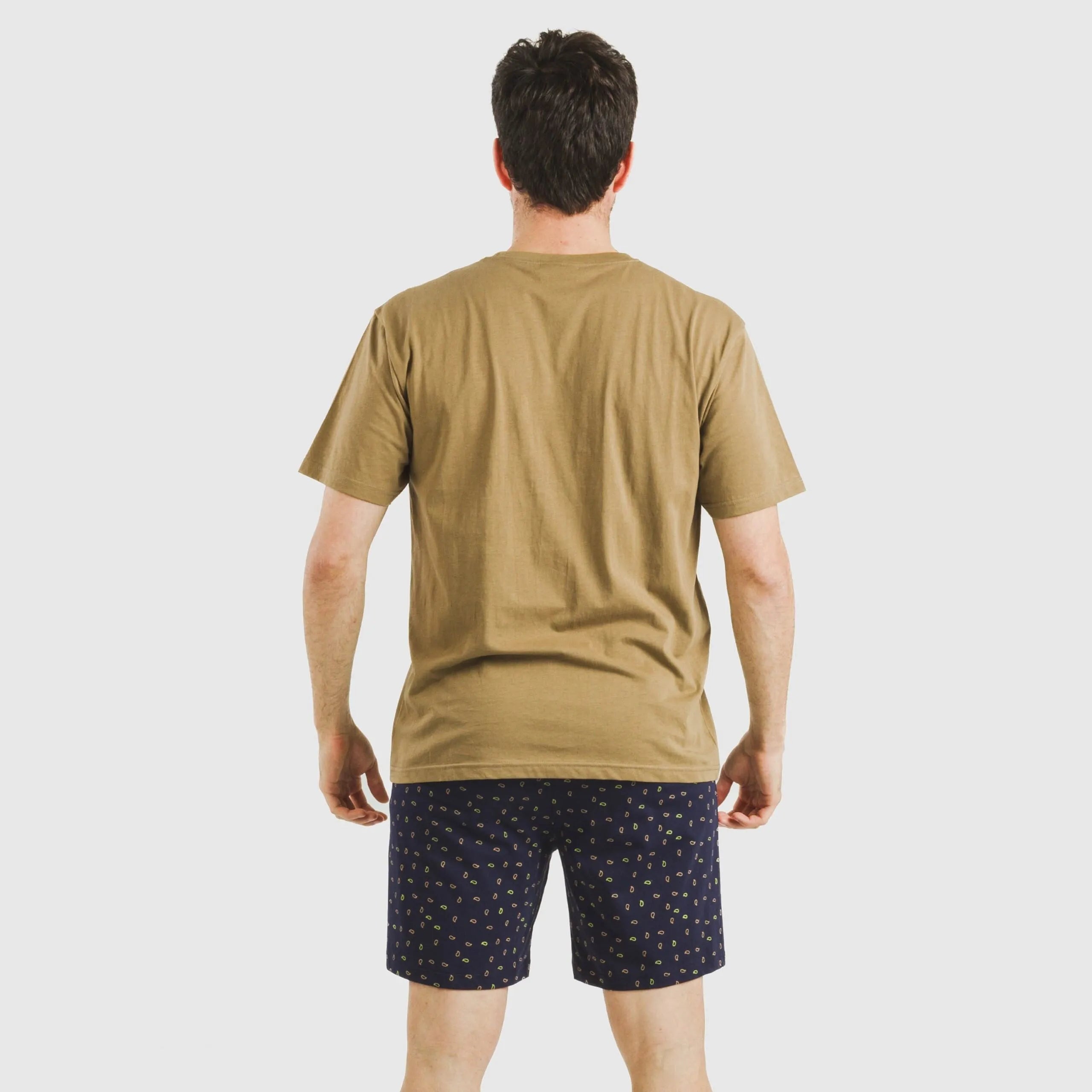 Pijama curto masculino Oggy de algodão, cáqui