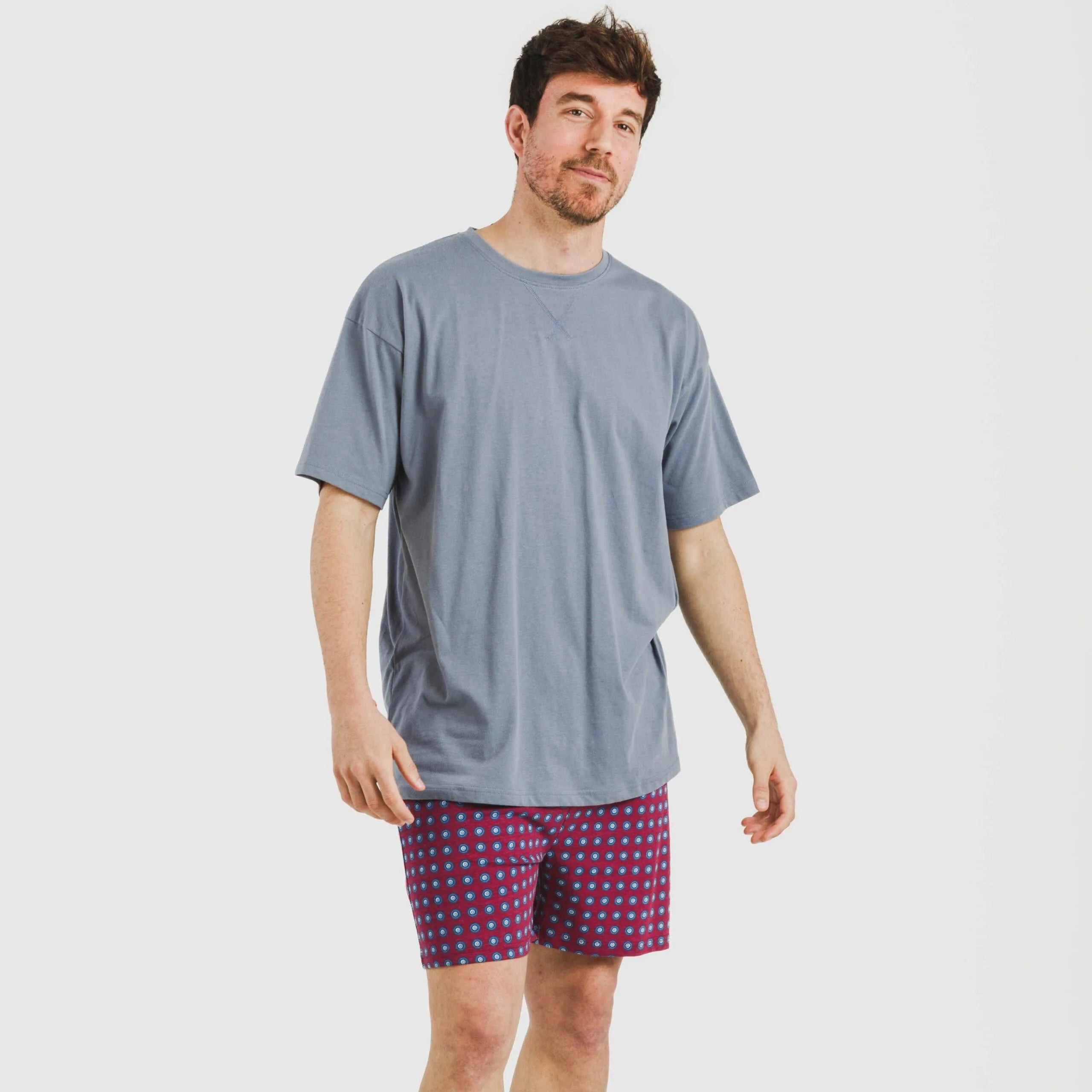 Pijama curto masculino de algodão Gladiolo Indigo