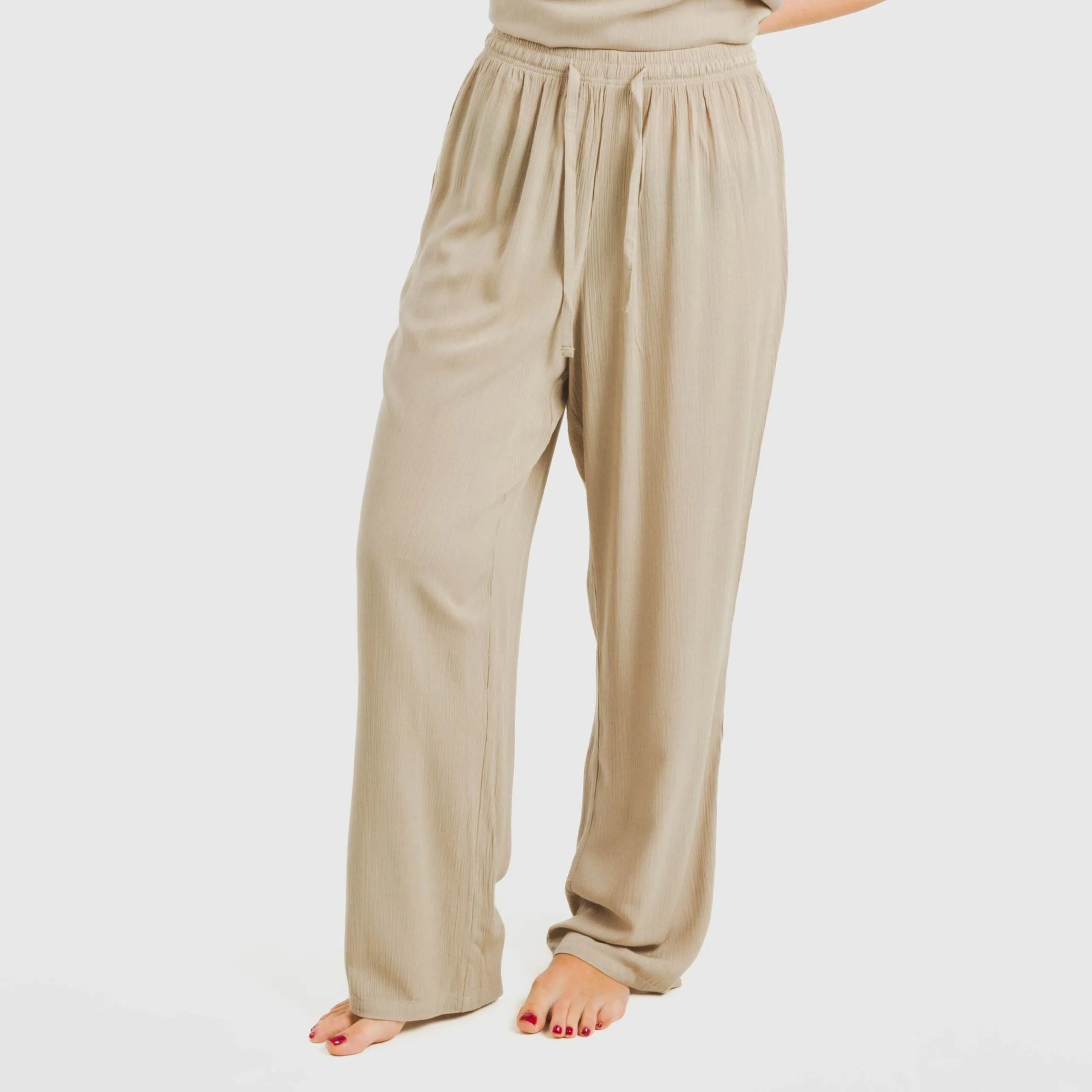 Calças compridas de viscose bambula lisa