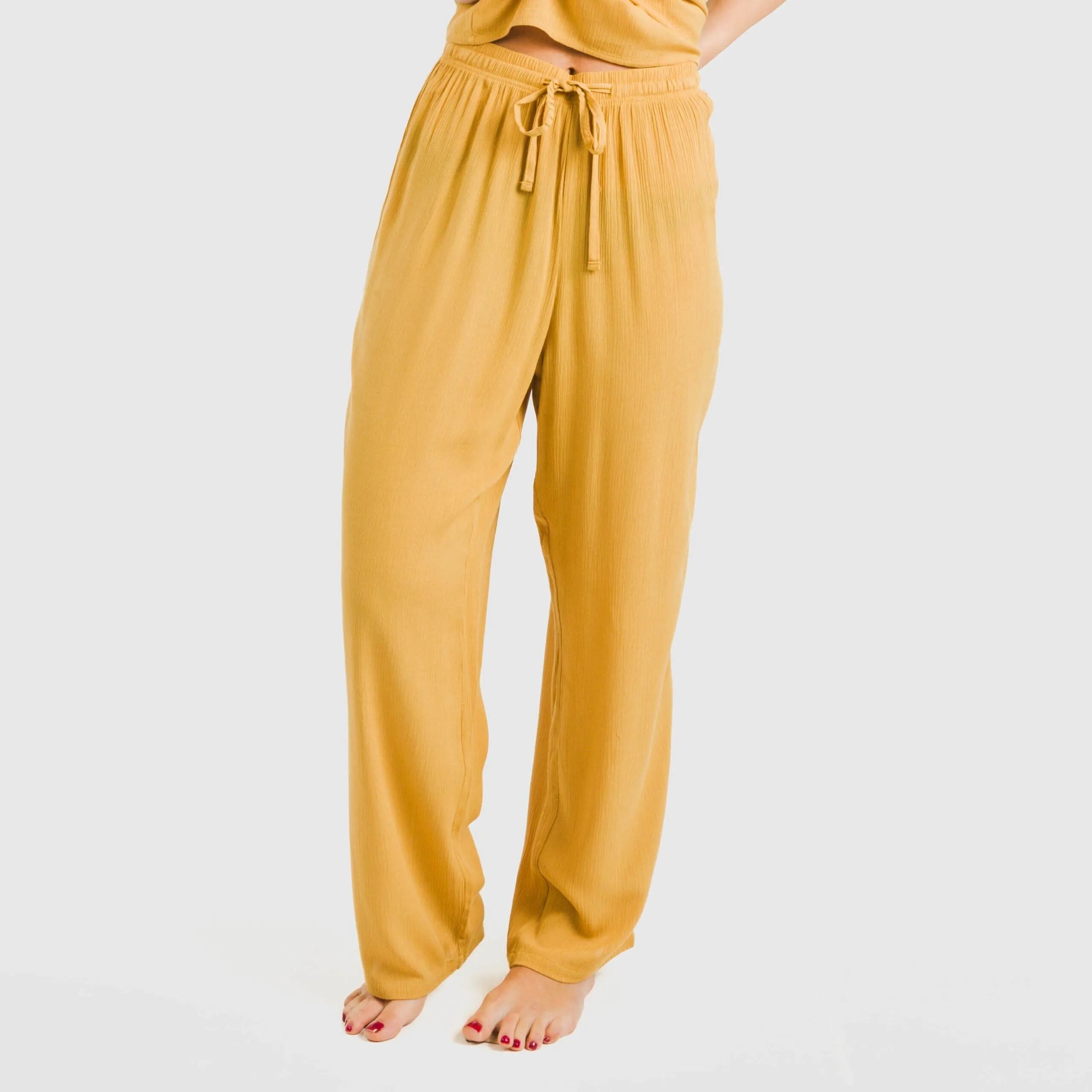 Calças compridas de viscose bambula lisa