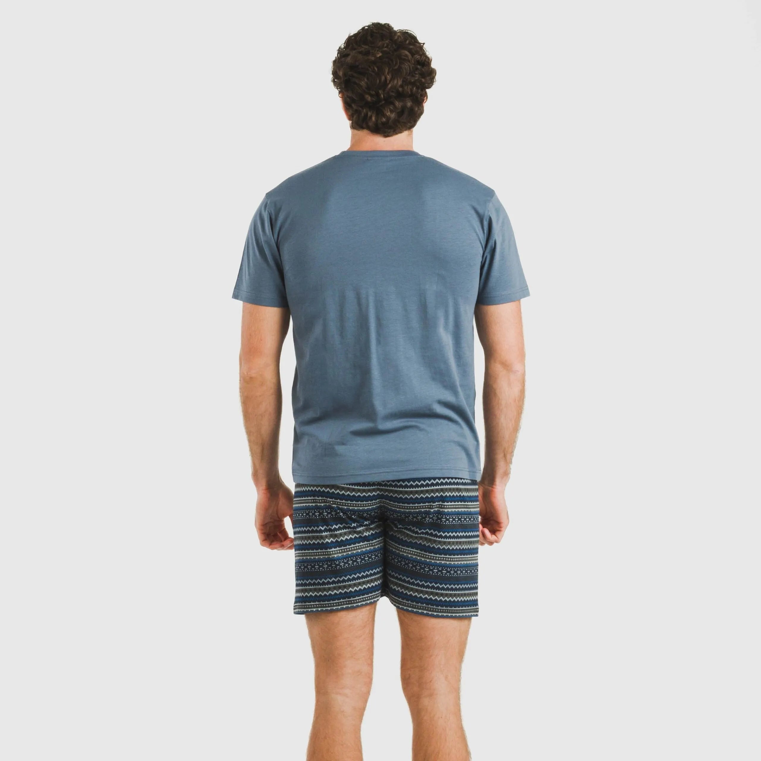 Pijama curto masculino Evelio em algodão azul marinho