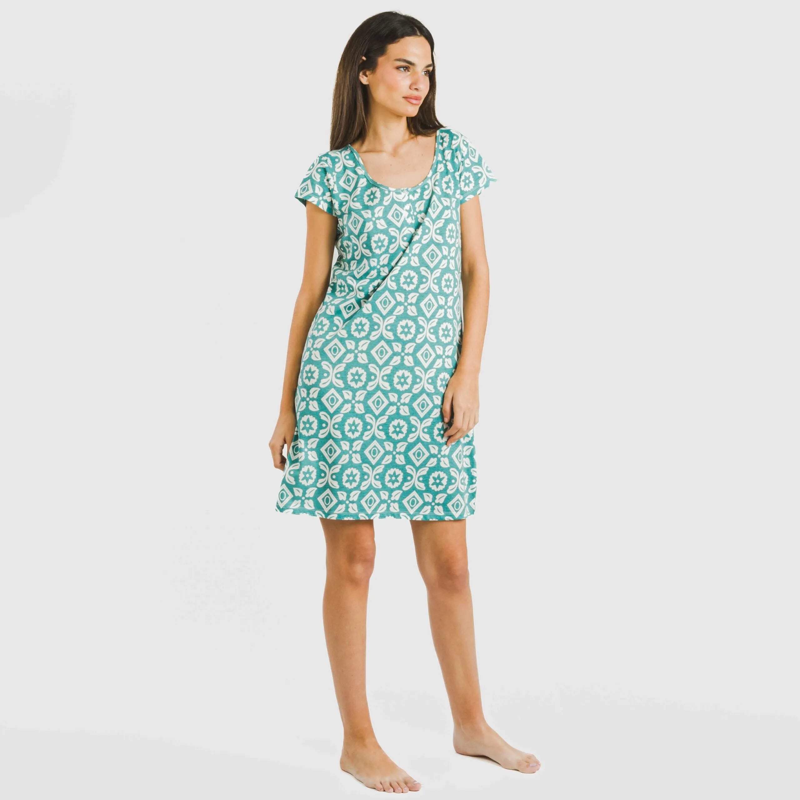 Blusa Eugenia de algodão, azul-turquesa