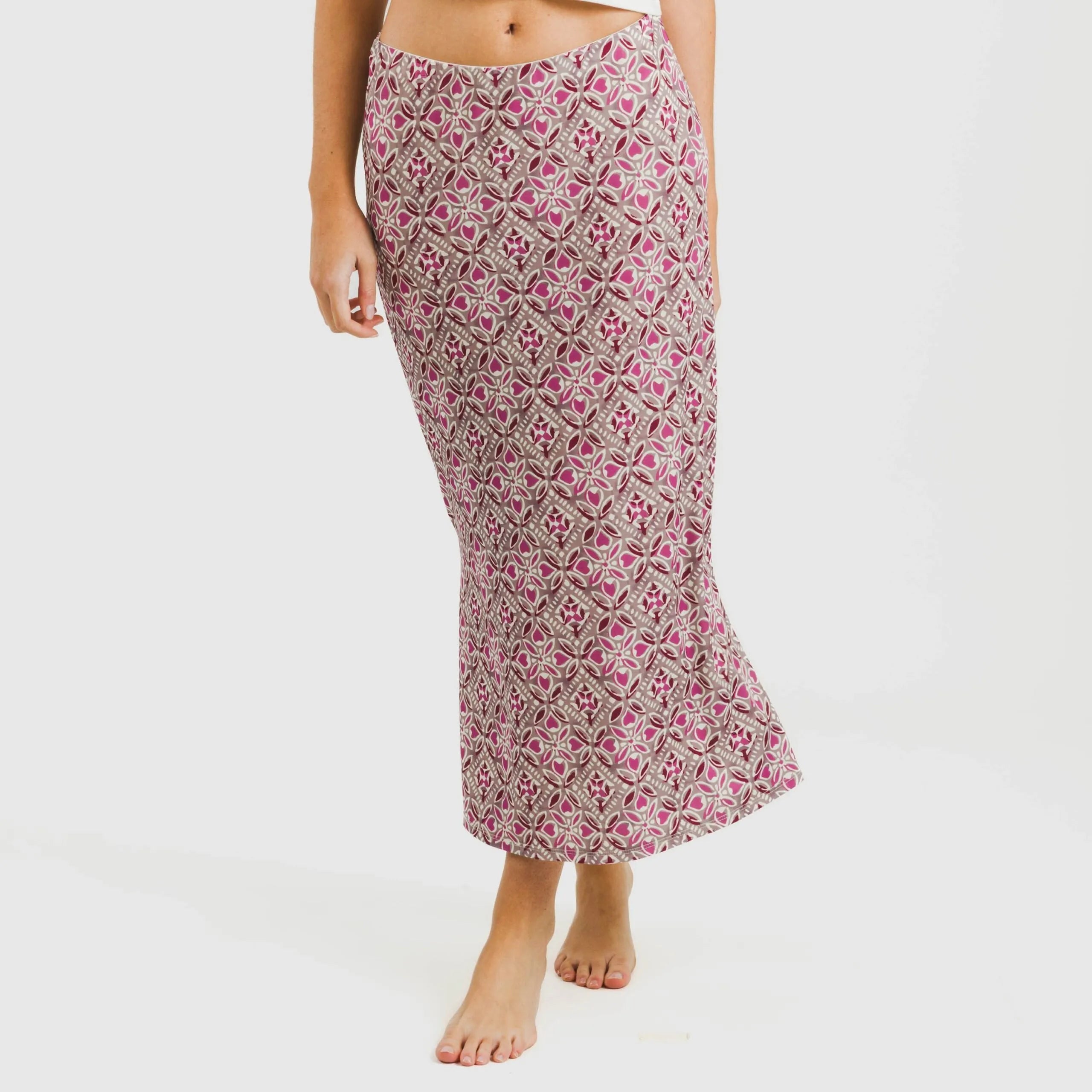 Saia midi macia Malura marsala