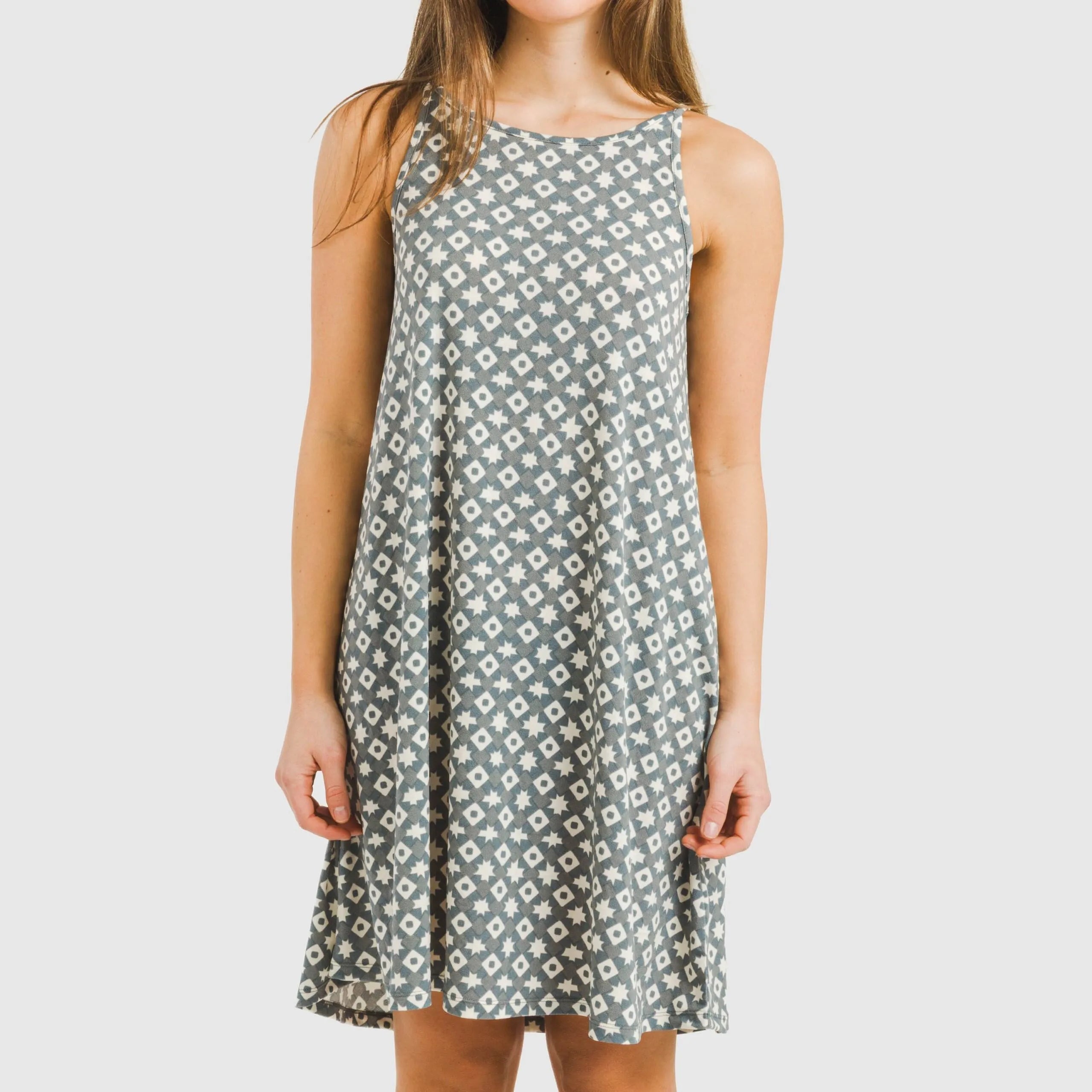 Vestido curto Narciso em crepe índigo com alças