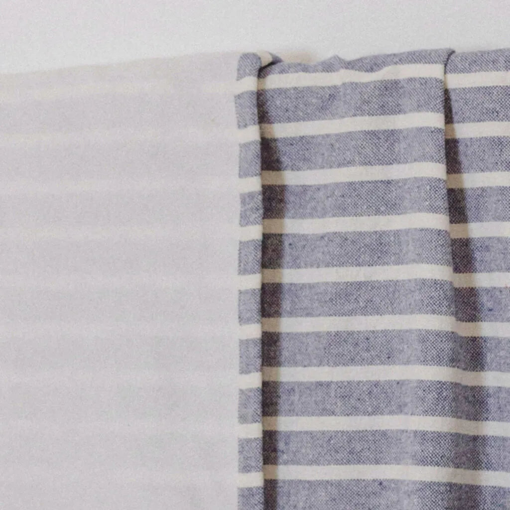 Conjunto de toalha pareô + bolsa de algodão listrada