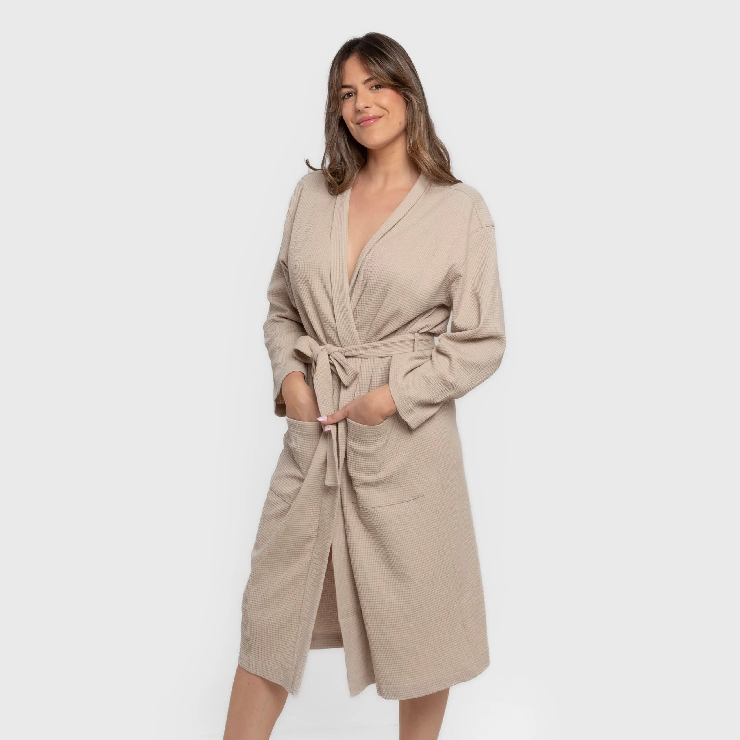 roupão liso com estampa de waffle