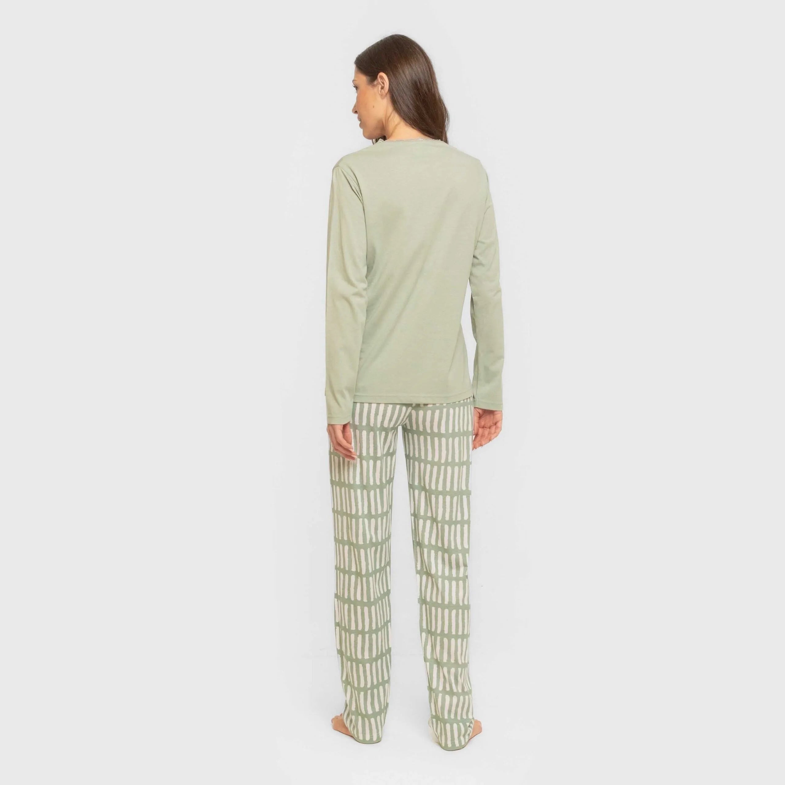 Pijama longo de algodão verde limonada keike