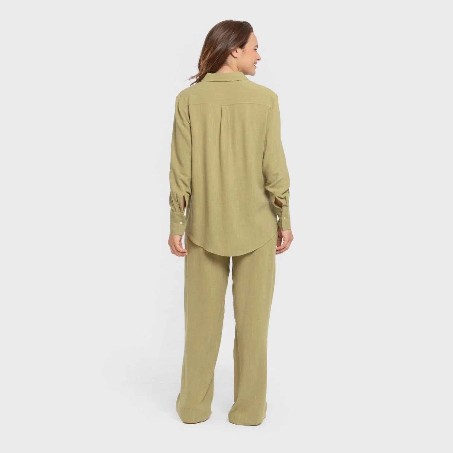 Camisa de linho lisa para mulheres