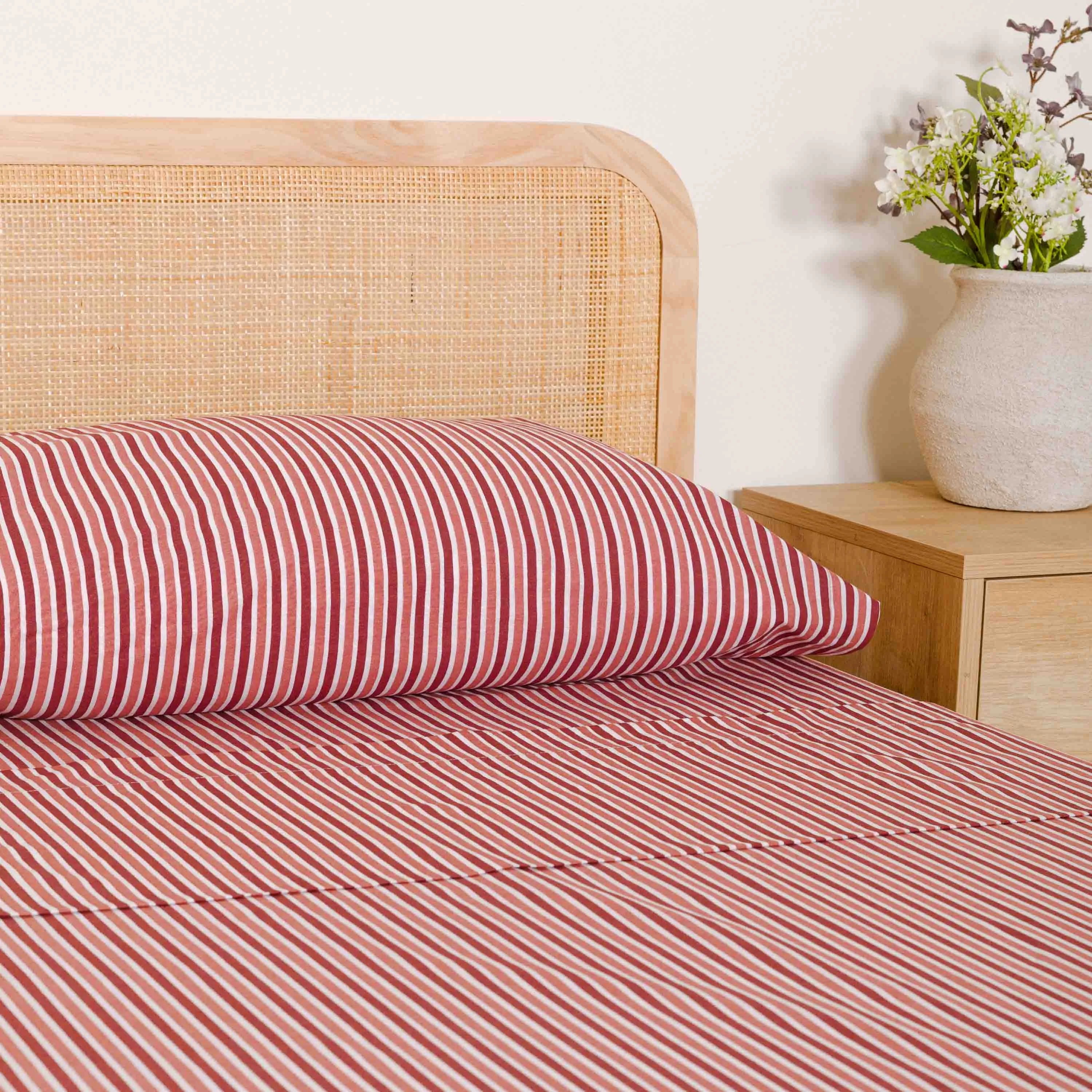 Jogo de lençóis algodão Raya Brooke rosa