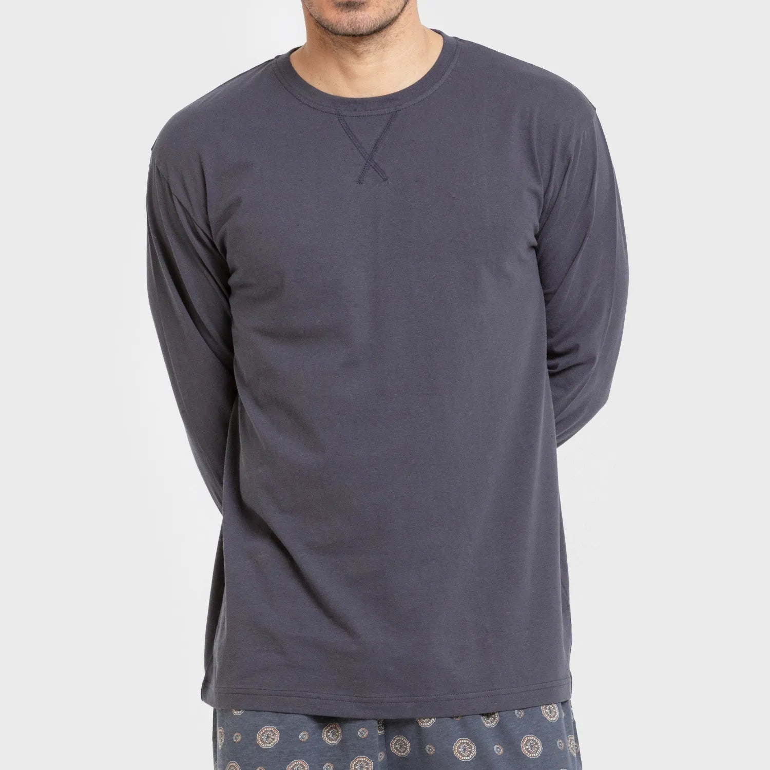 Pijama longo de algodão masculino Juanlu, azul