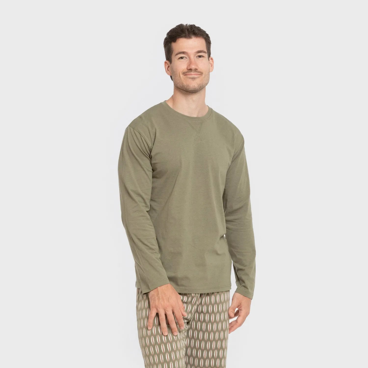 Pijama comprido masculino Arpani, verde, em algodão.