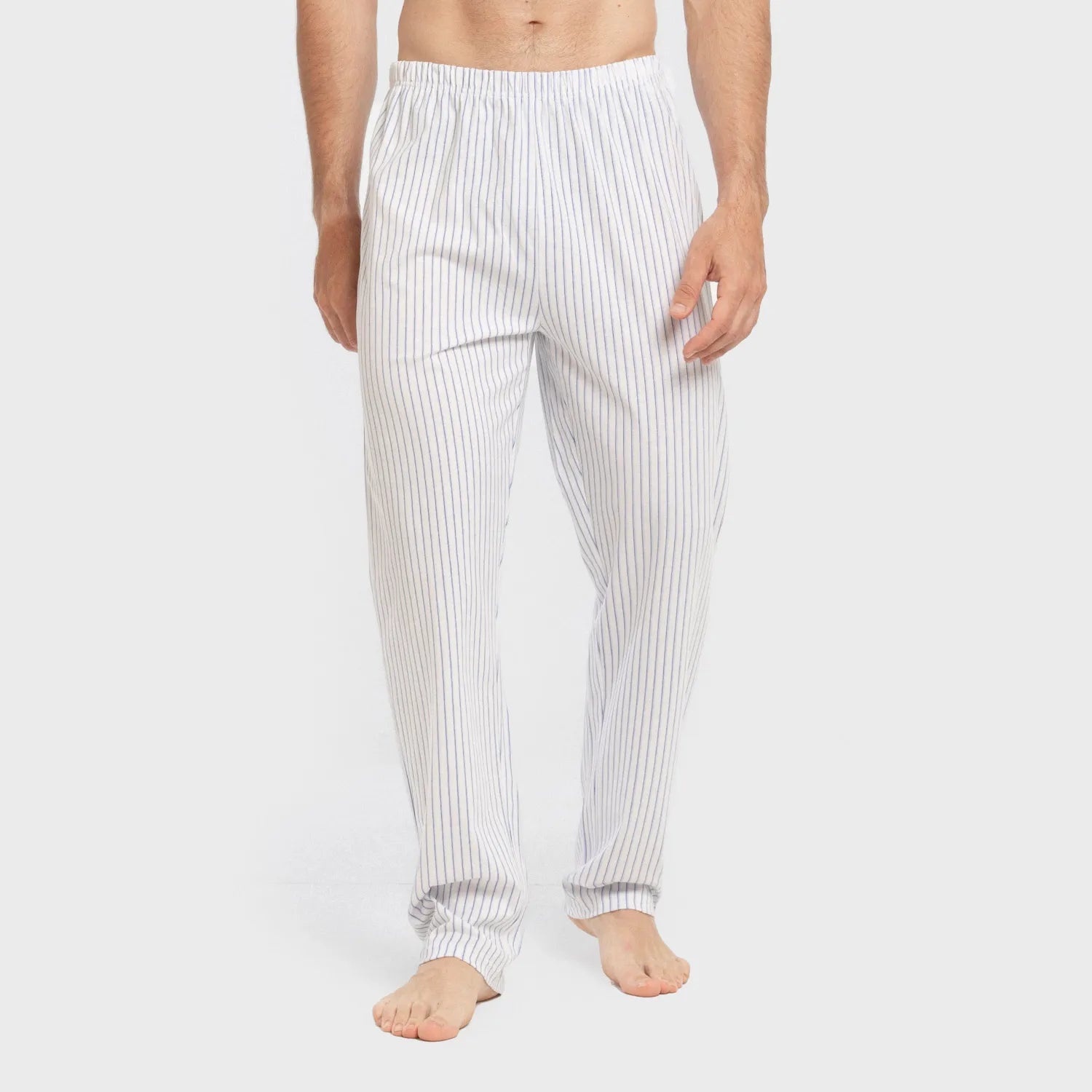 Pijama comprido masculino de algodão, Fandi com listras azuis.