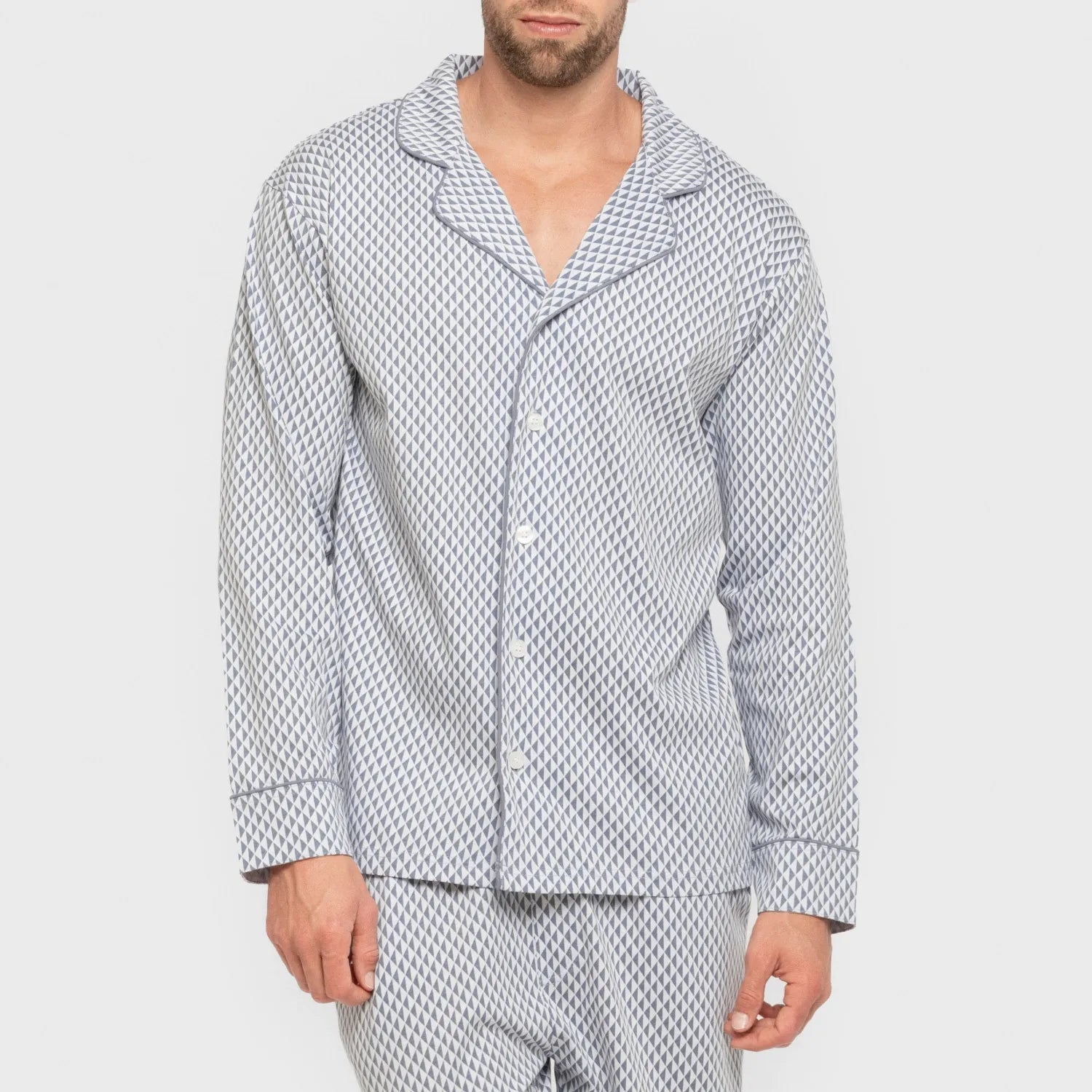 Pijama camisa comprida Harry masculino azul claro de algodão