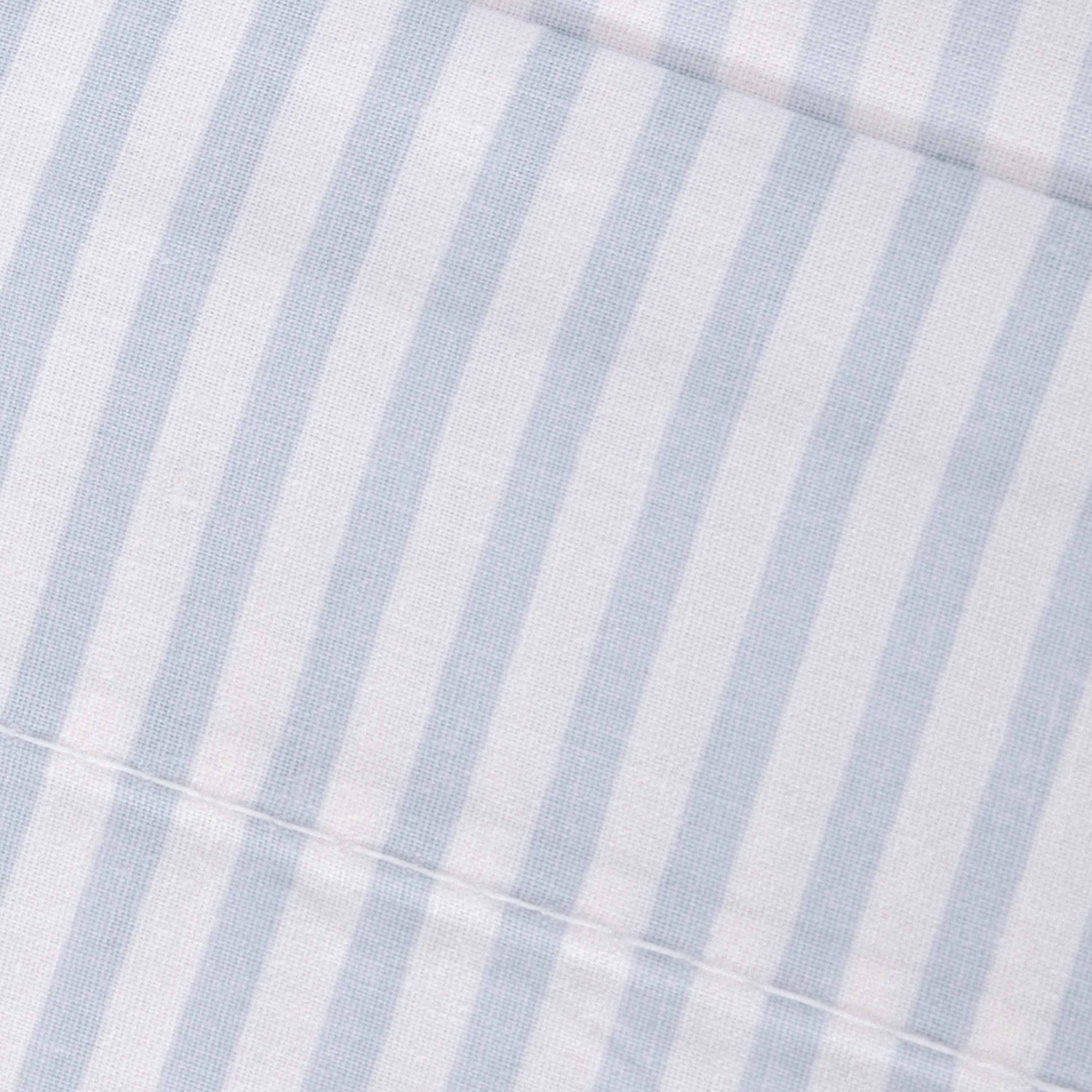 Jogo de lençóis Kodac em algodão percal listrado azul claro