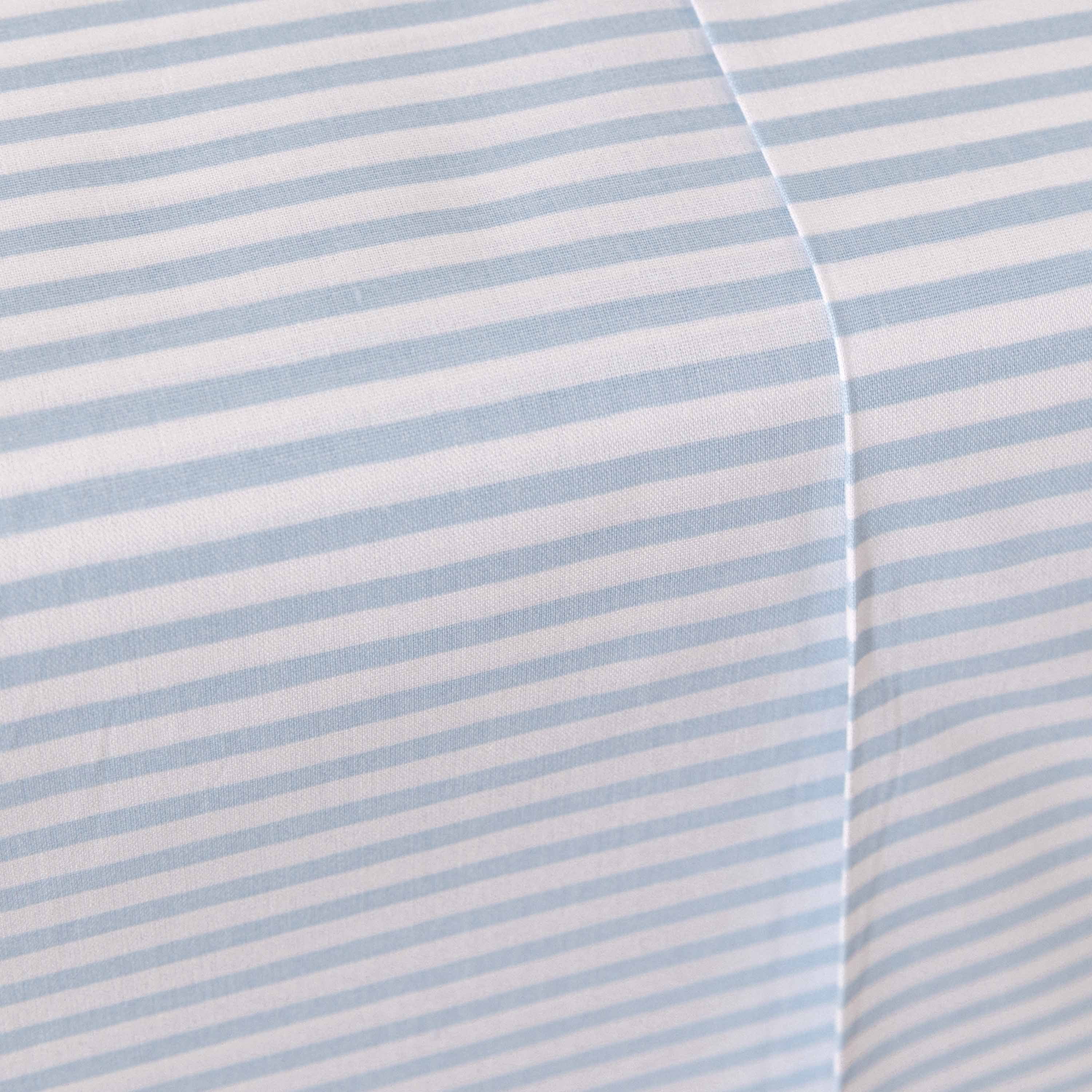 Jogo de lençóis Kodac em algodão percal listrado azul claro