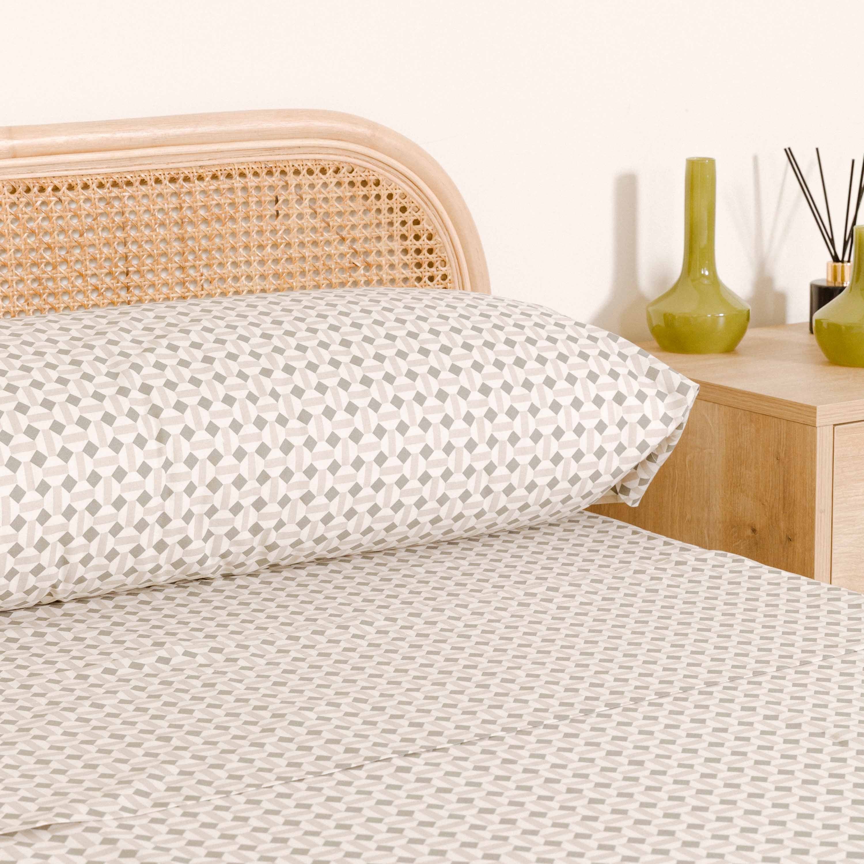 Jogo de lençóis Enrieta em algodão verde seco - cor taupe