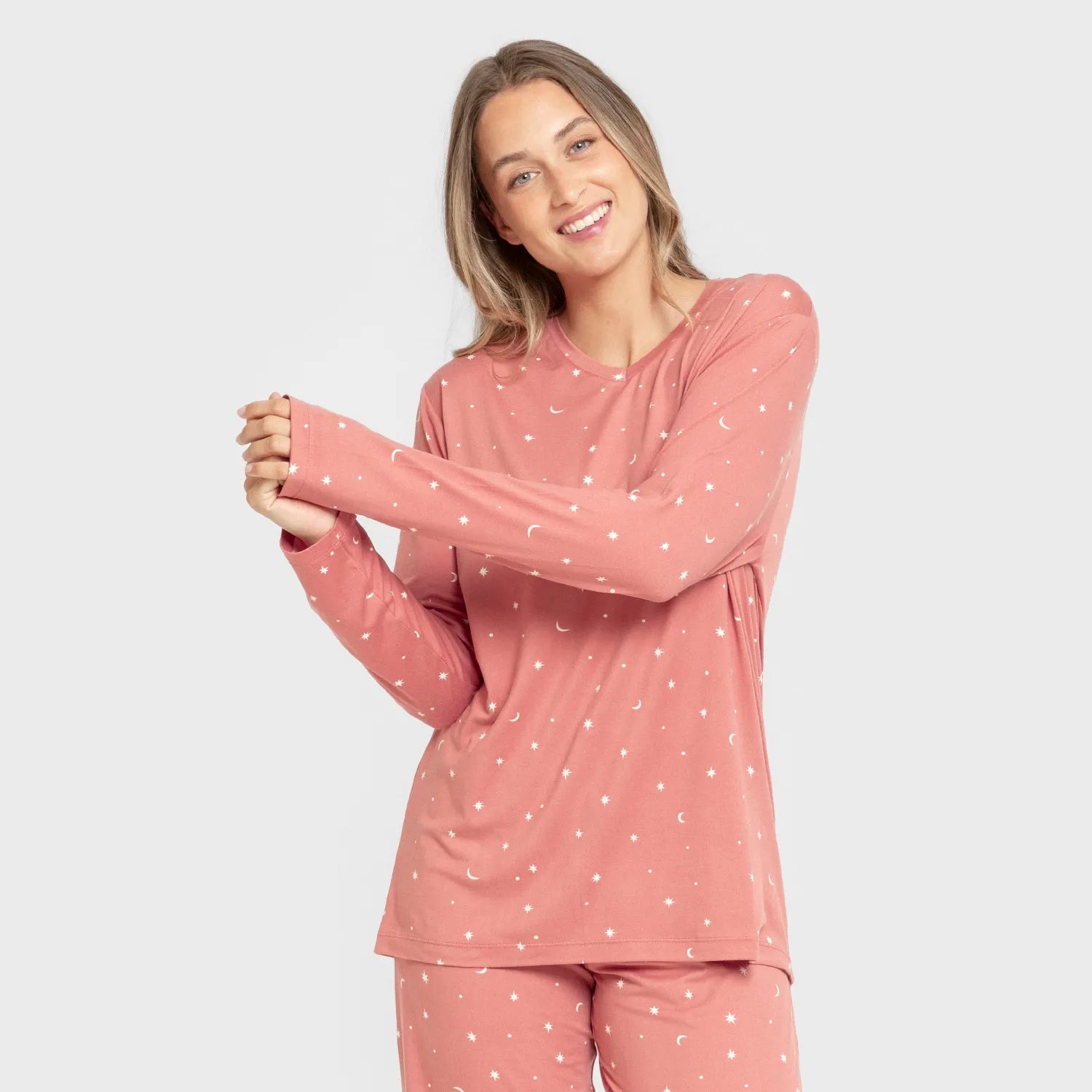 Pijama longo feminino macio Amber Marsala
