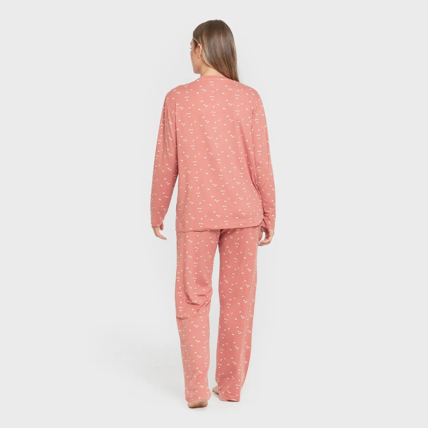 Pijama longo e macio feminino Tabitha Marsala