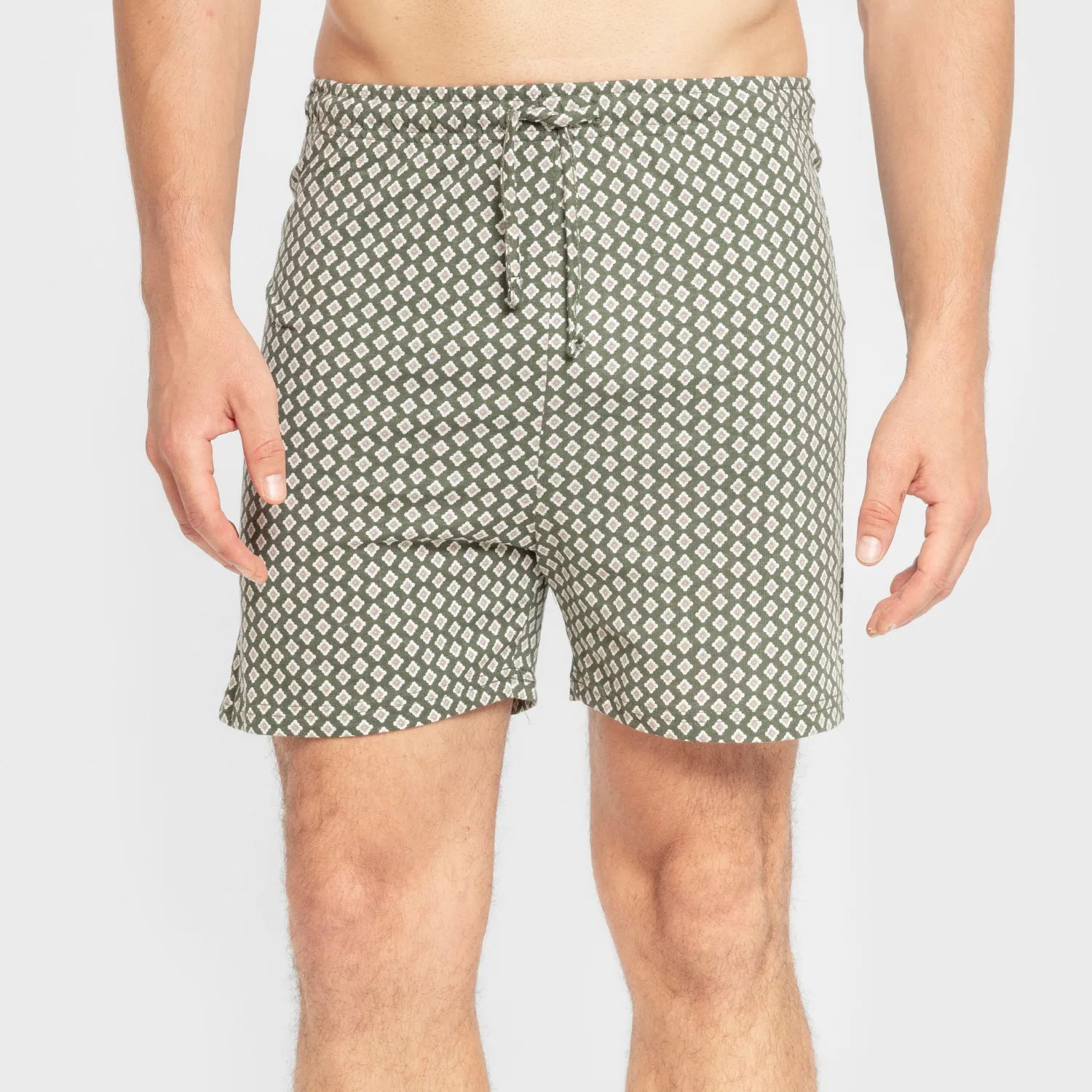 Pijama curto de algodão verde-esmeralda para homens