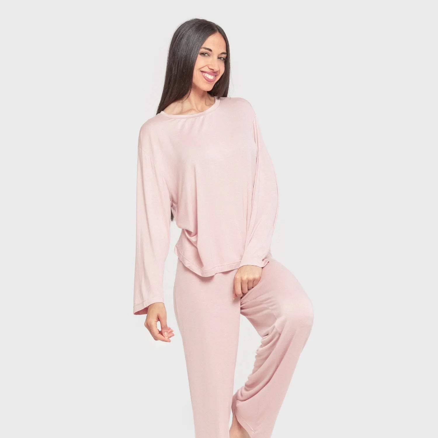 Pijama feminino longo liso de viscose