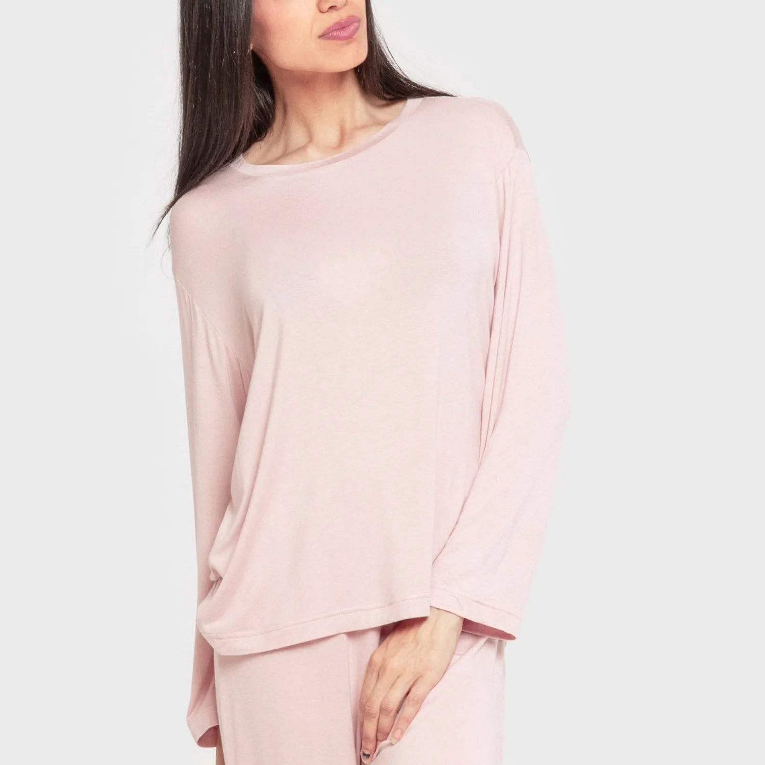 Pijama feminino longo liso de viscose