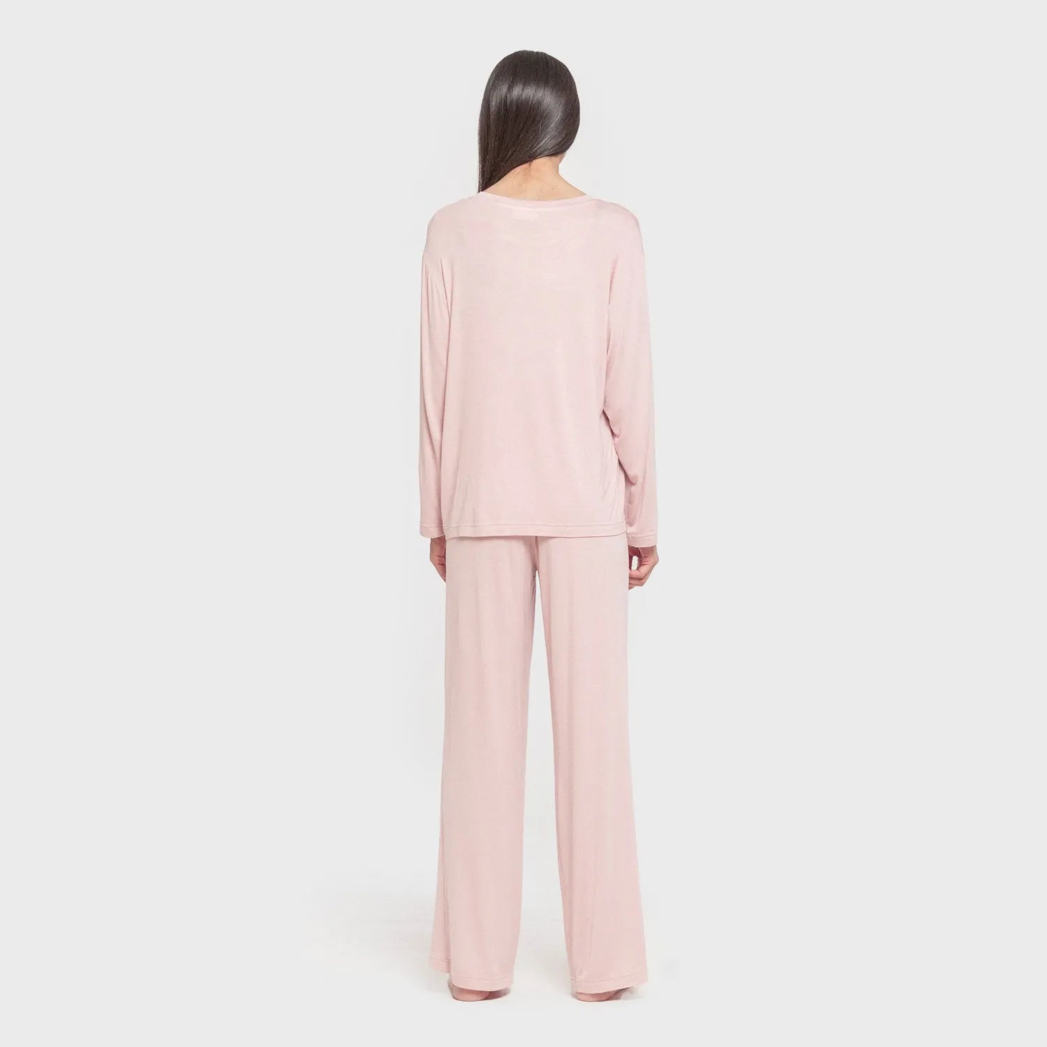 Pijama feminino longo liso de viscose