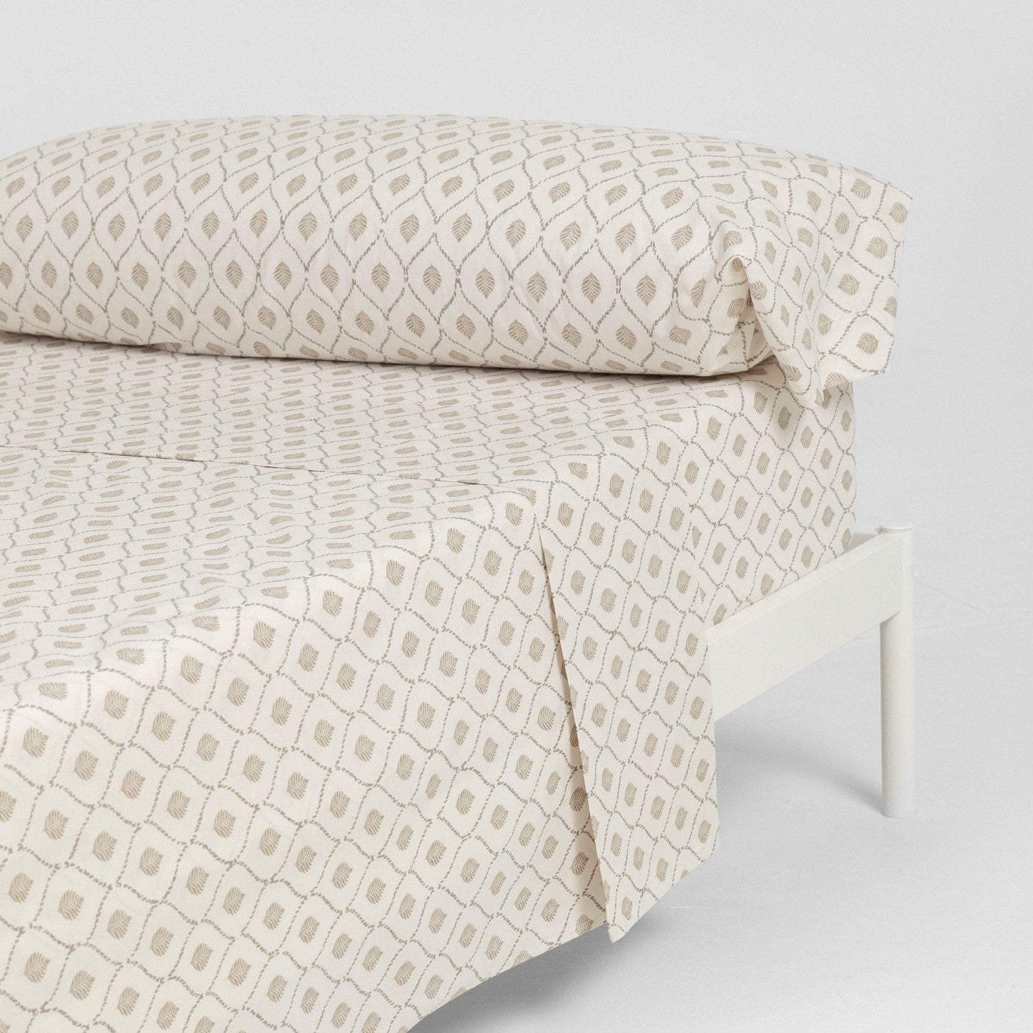 Conjunto de lençóis de algodão Charleston na cor taupe